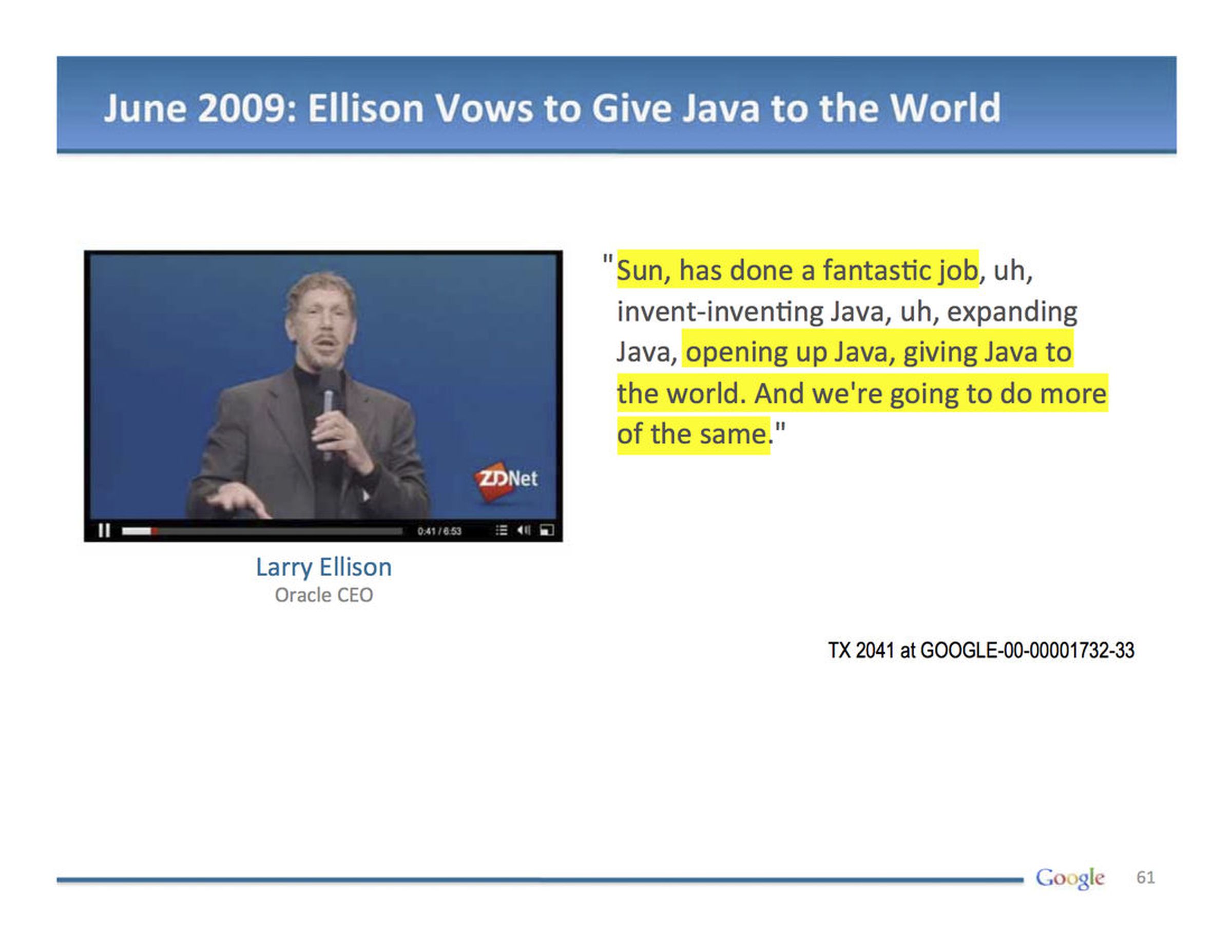 Select slides from Google's opening statement