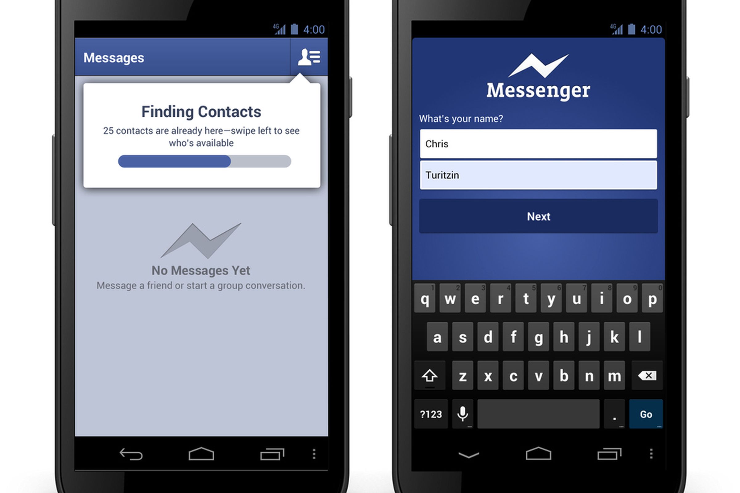 facebook messenger phone reg
