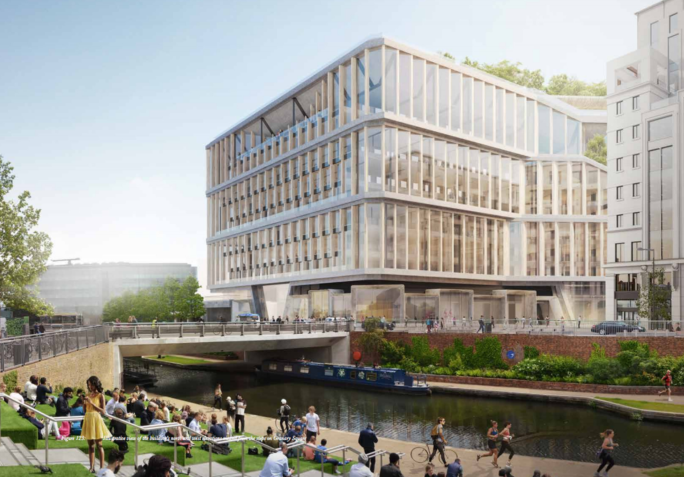 Parts of the building will overlook canals in the Kings Cross area.