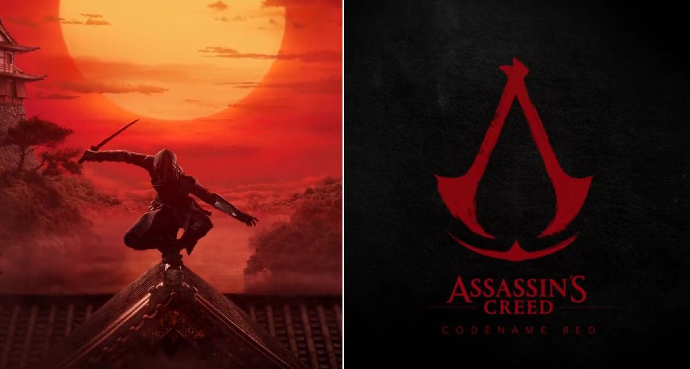Assassin’s Creed: Codename Red logo and title image, showing one of the game’s assassins in a ninja-style pose in front of a setting sun.
