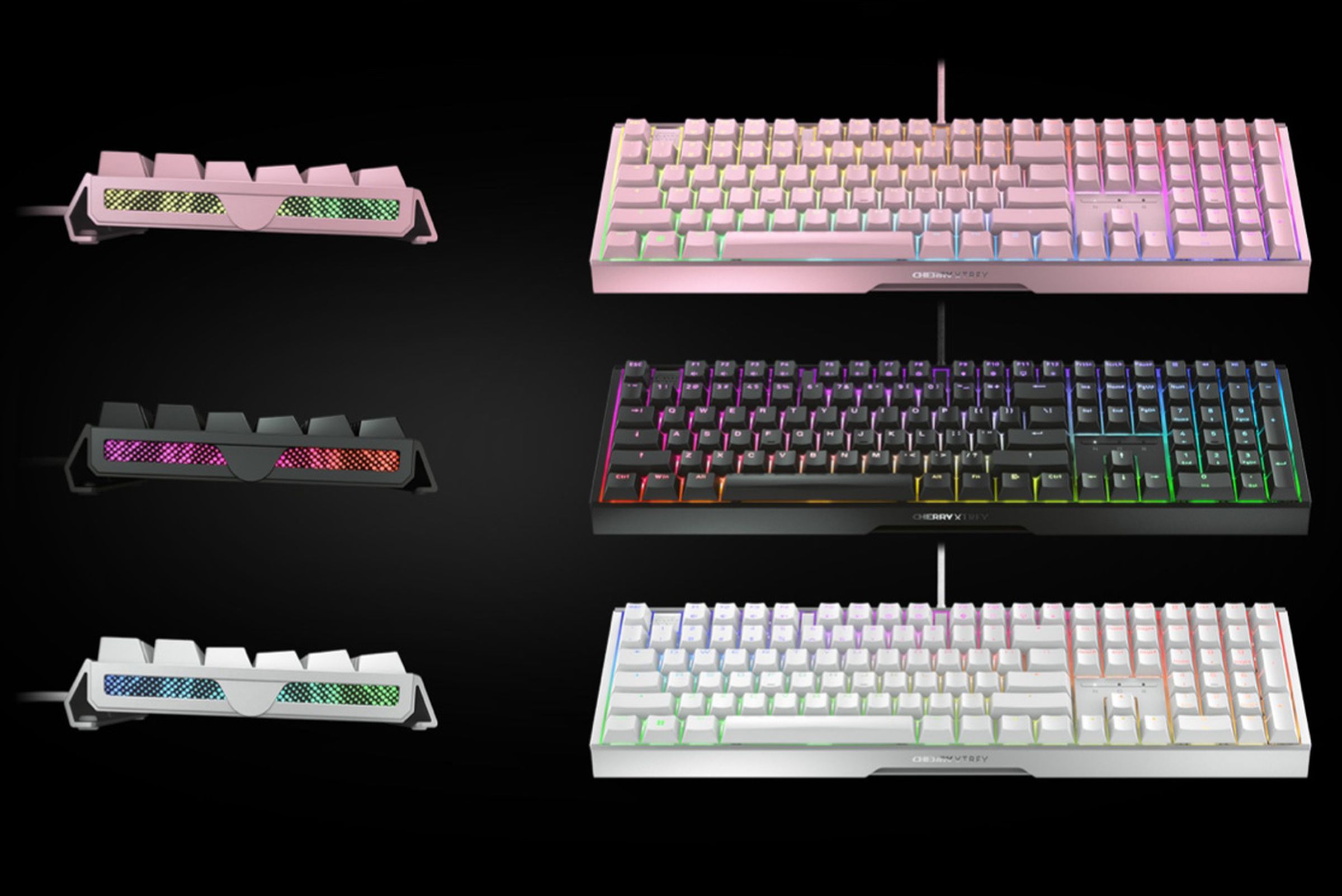 Cherry MX 3.1 keyboard in pink, black, and white.