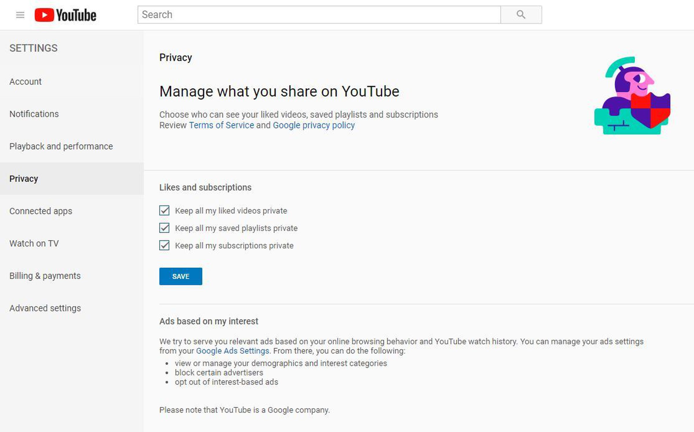 YouTube privacy