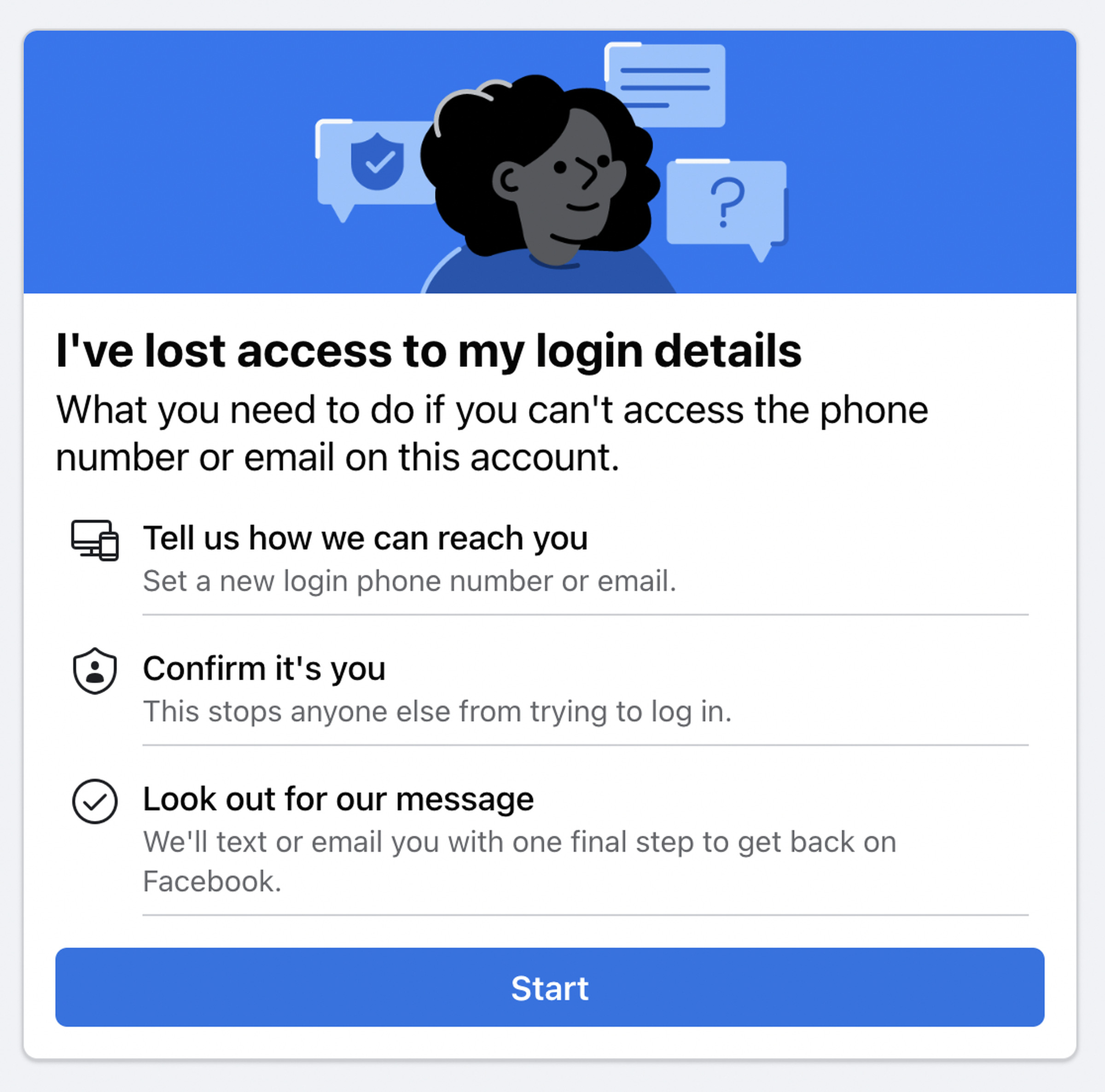 If you can’t log in, Facebook will present you with a set of alternative identifiers to help lock down your account.
