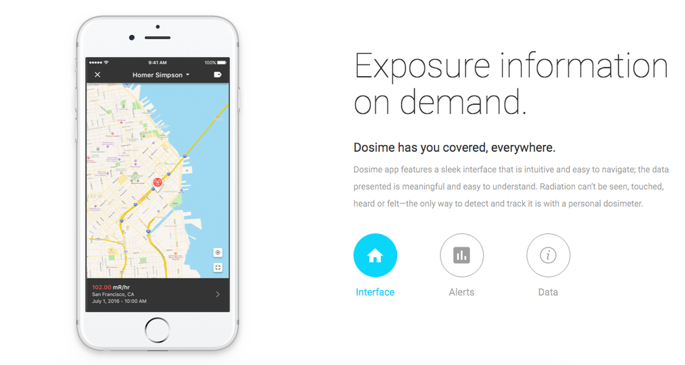 The Dosime app will track radiation on-the-go and send you notifications if you move into a dangerous area. 