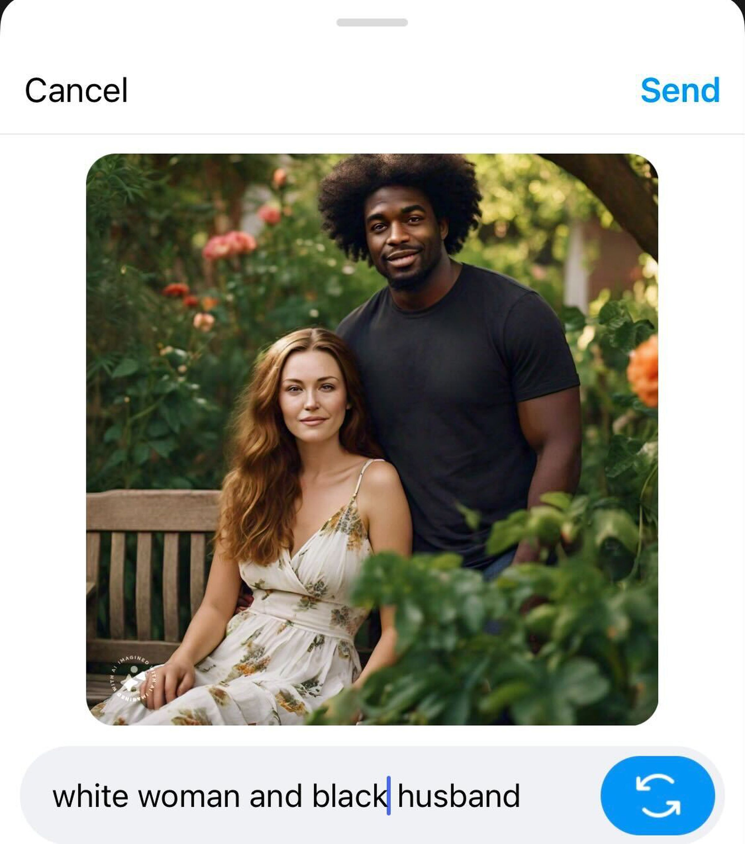 “White woman and Black husband” AI prompted image.