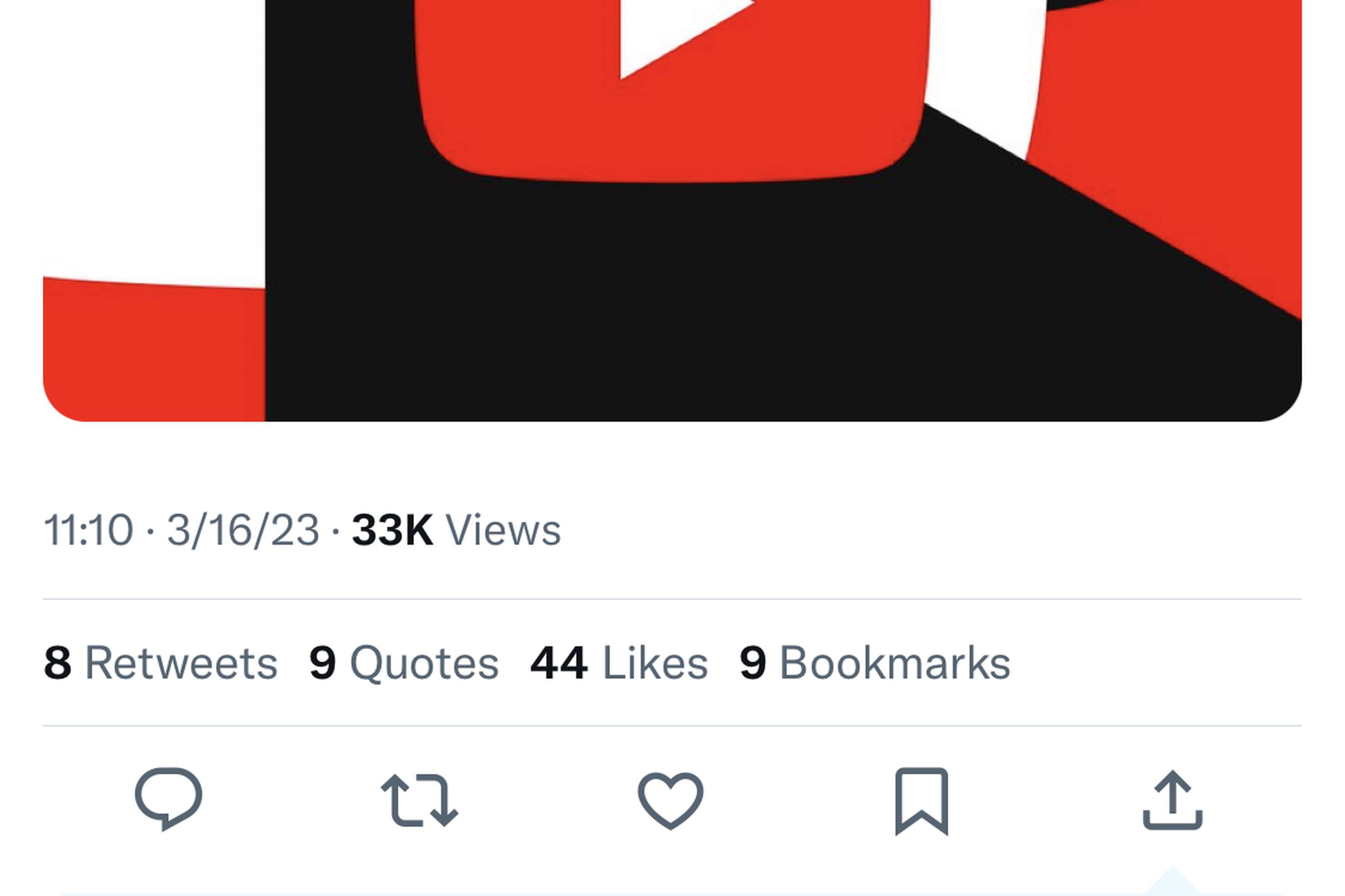 Screenshot showing Twitter’s bookmark counter.