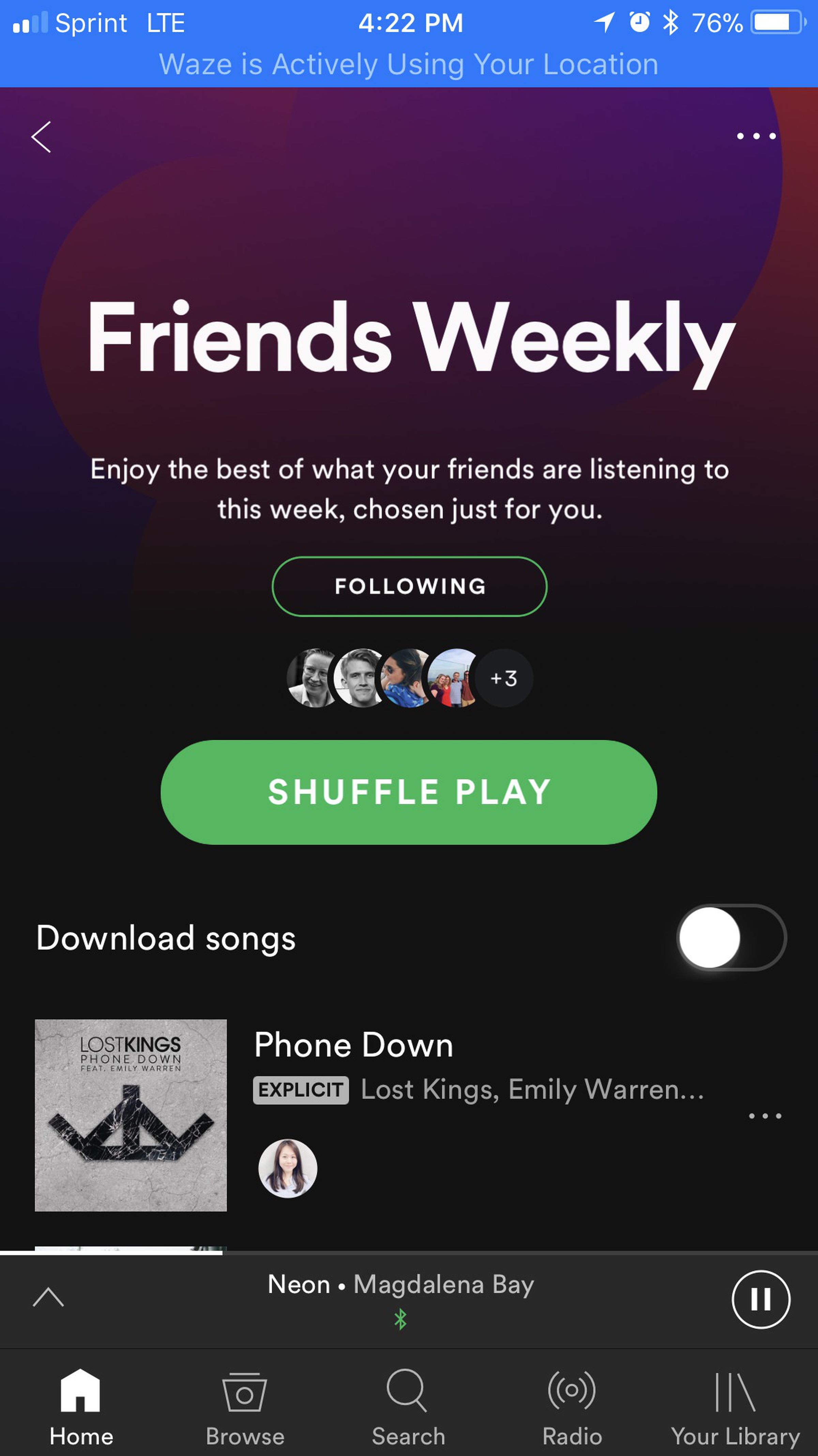 Spotify Your Friends Weekly playlist