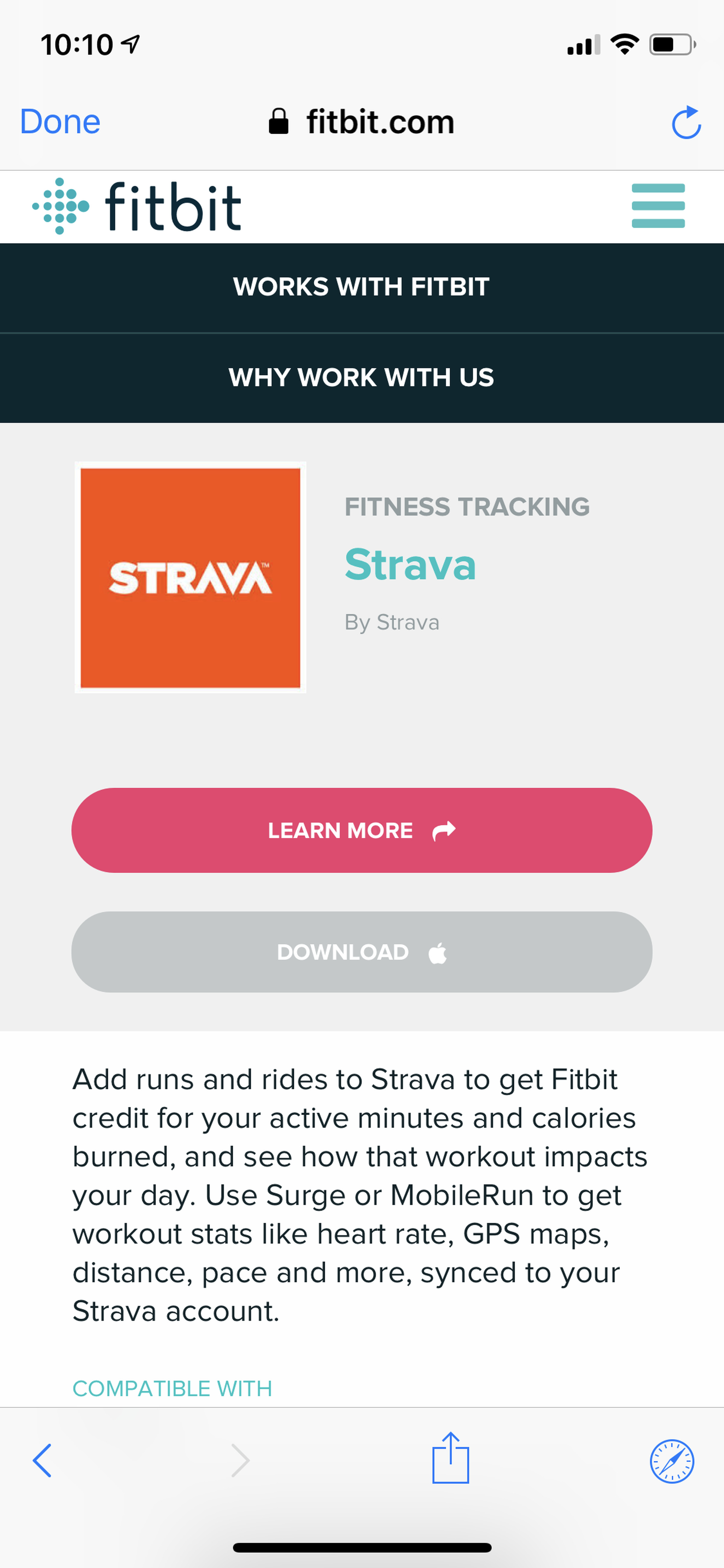 Fitbit and Strava