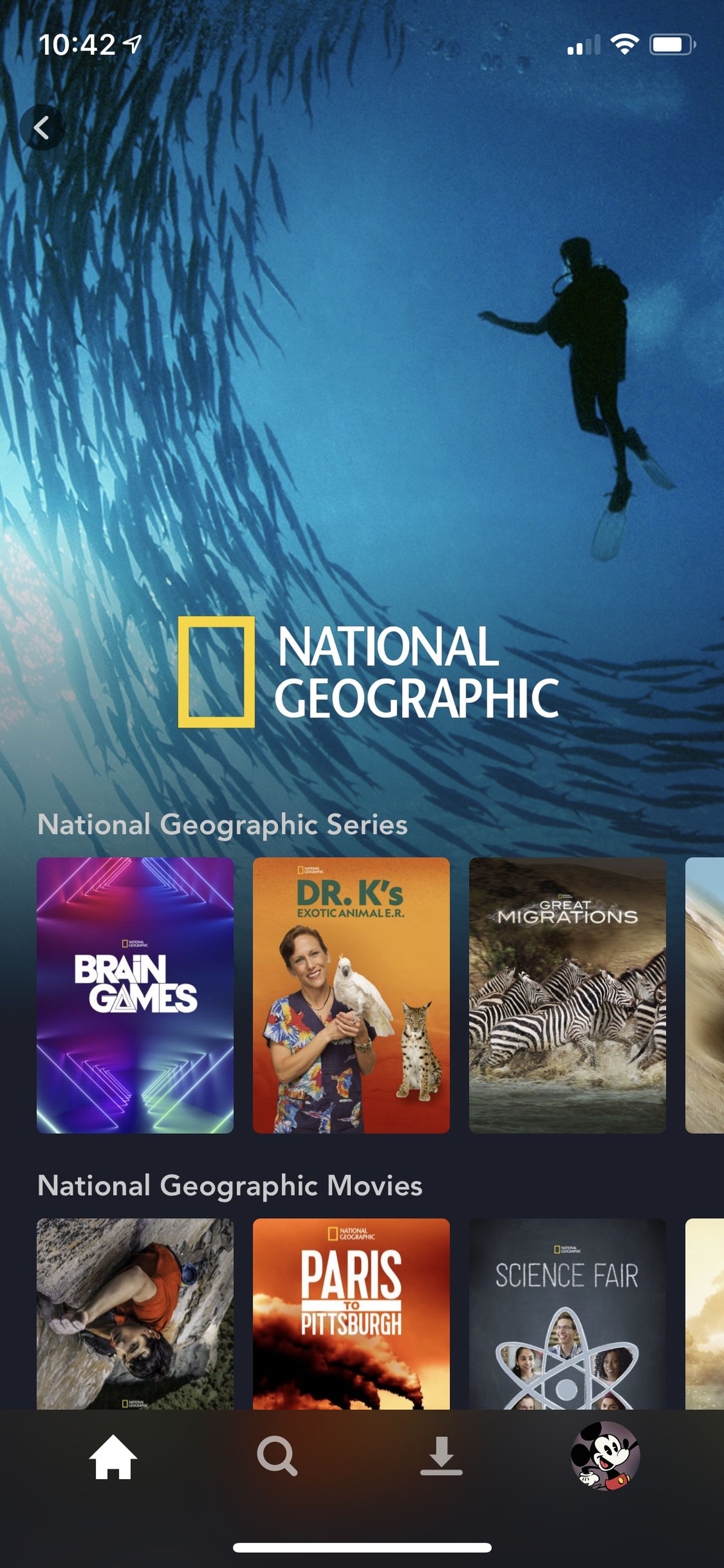 <em>The National Geographic page in the app.</em>