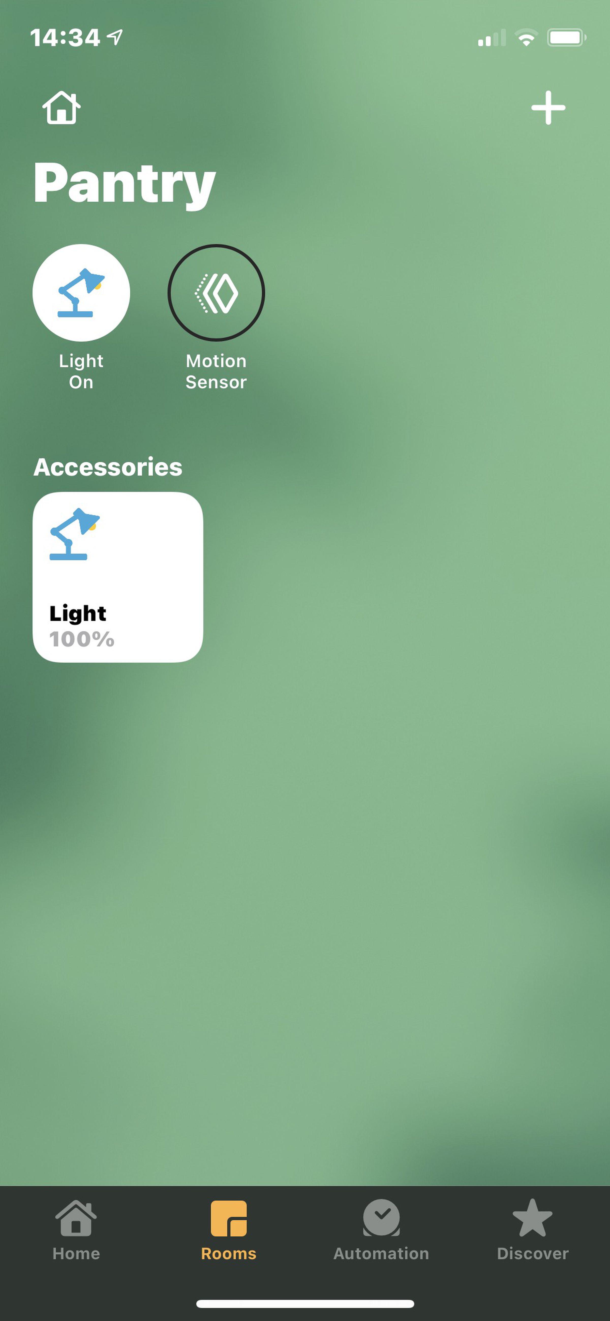 The pantry light and sensor in Apple Home.