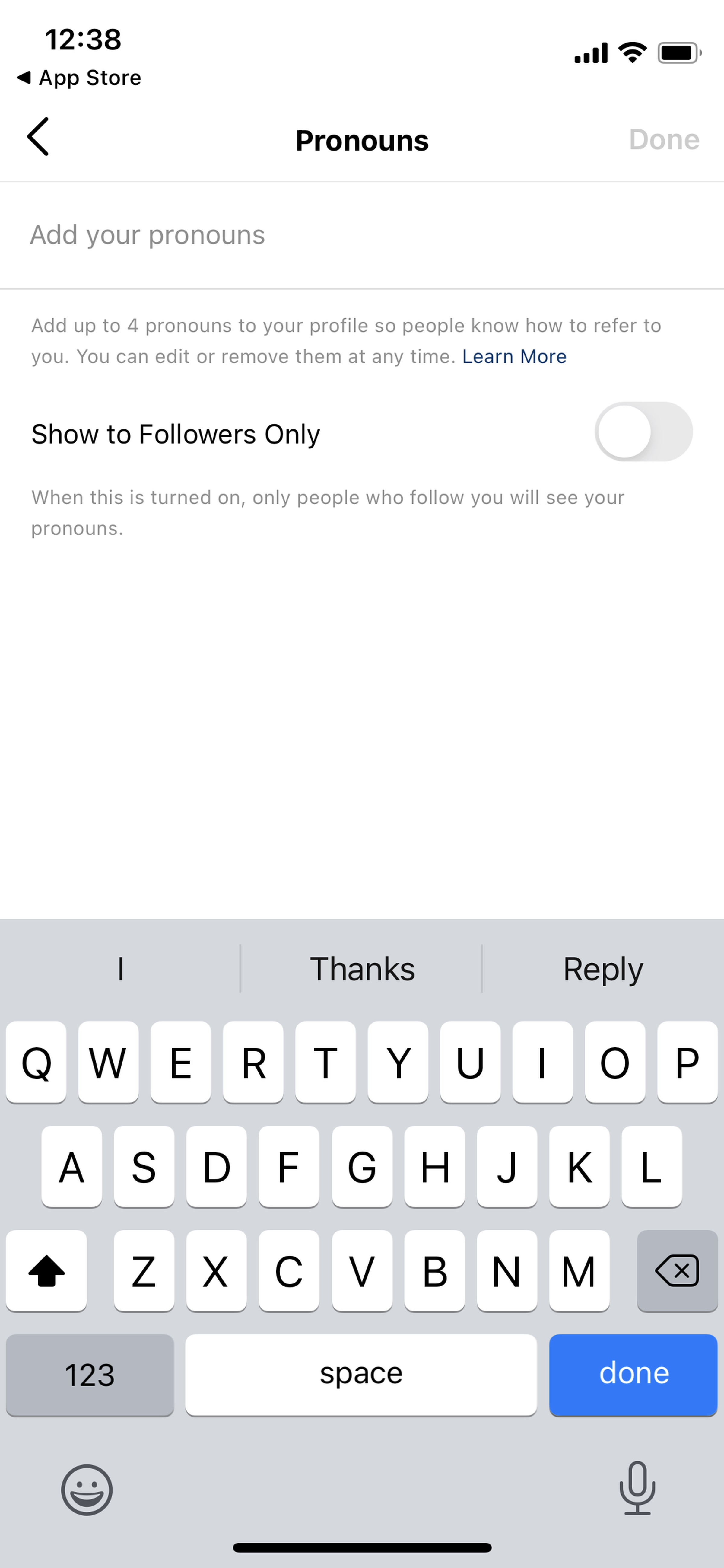 Instagram’s pronoun feature allows users to choose from a set of options to add pronouns to their profile.
