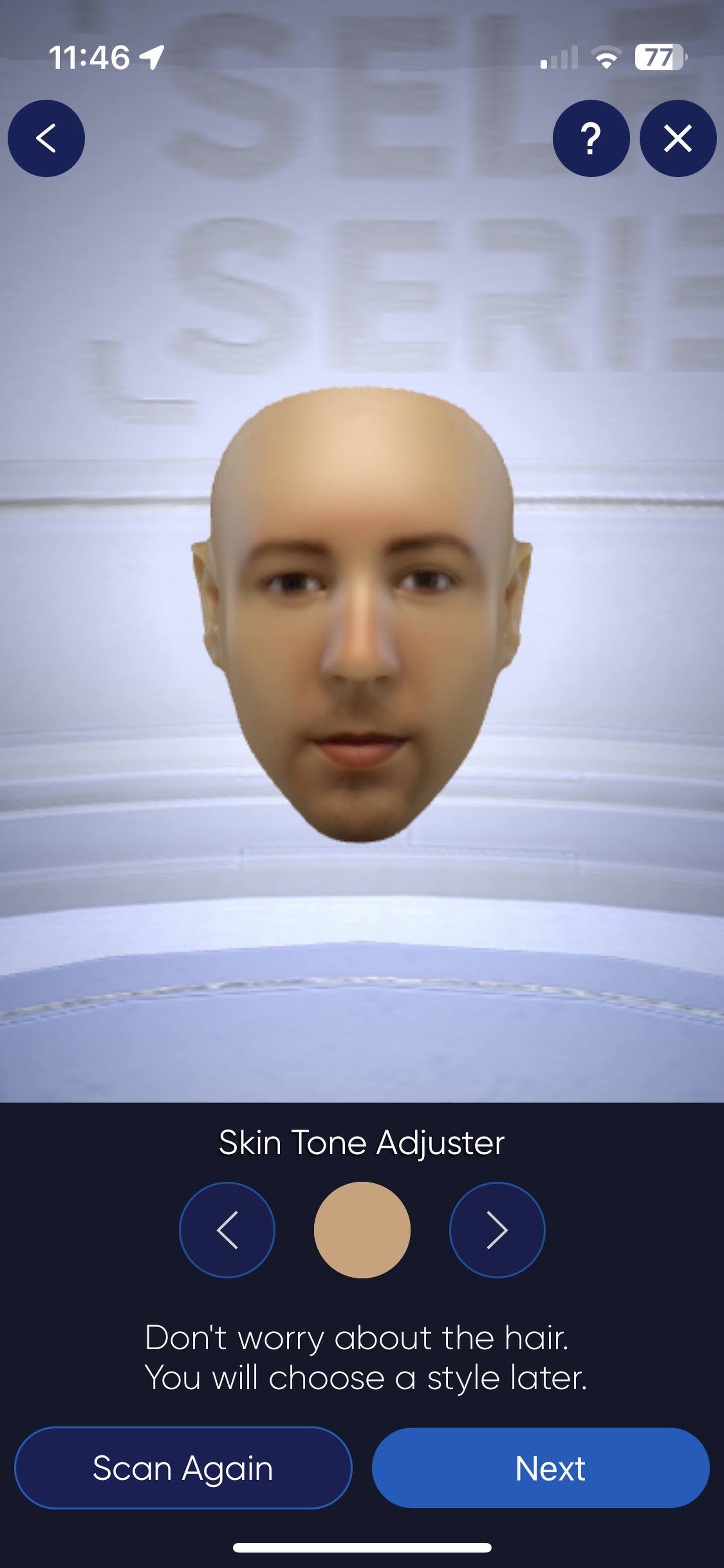 Screenshot of a 3D representation of Sean’s face floating in space.