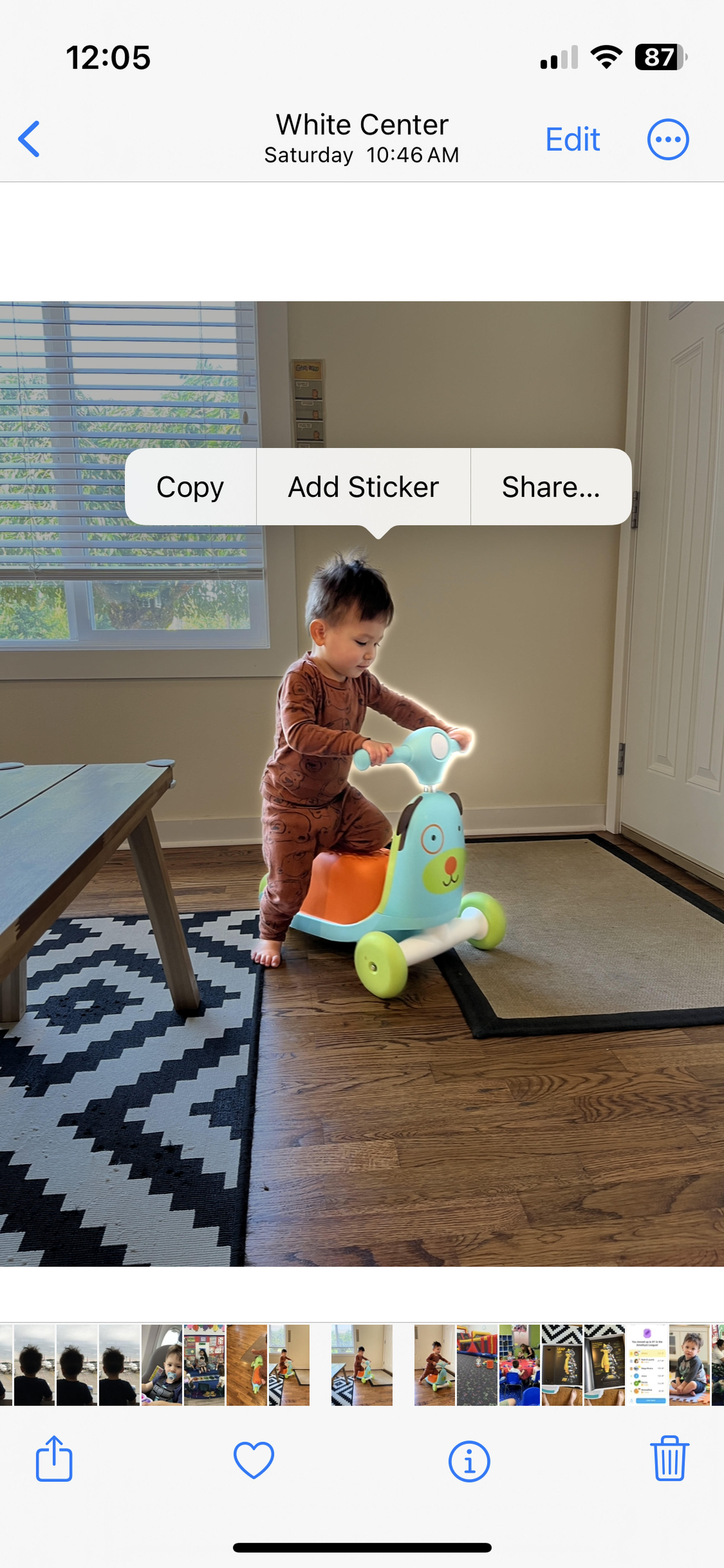 Screengrab of a photo of a child using a scooter.
