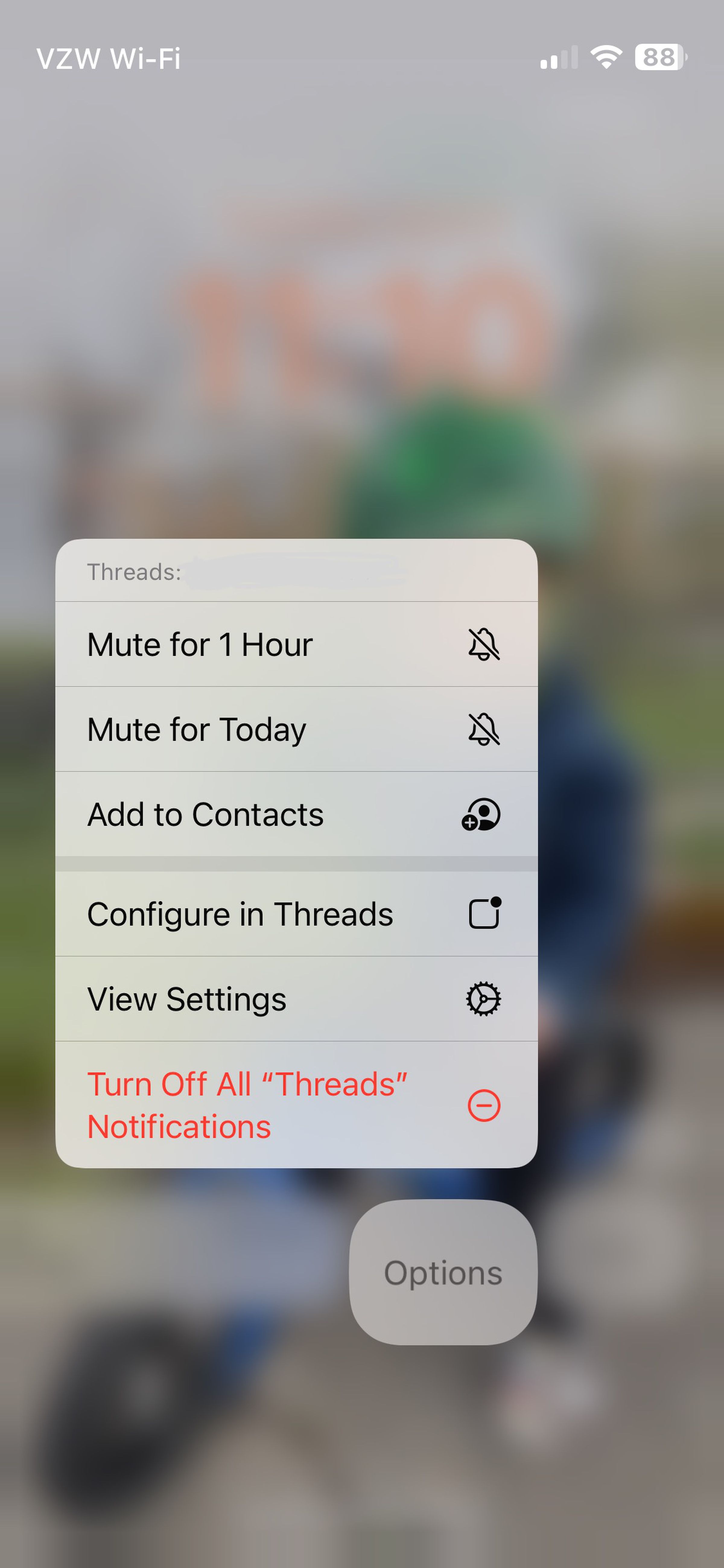 Screen grab of options for notification settings.