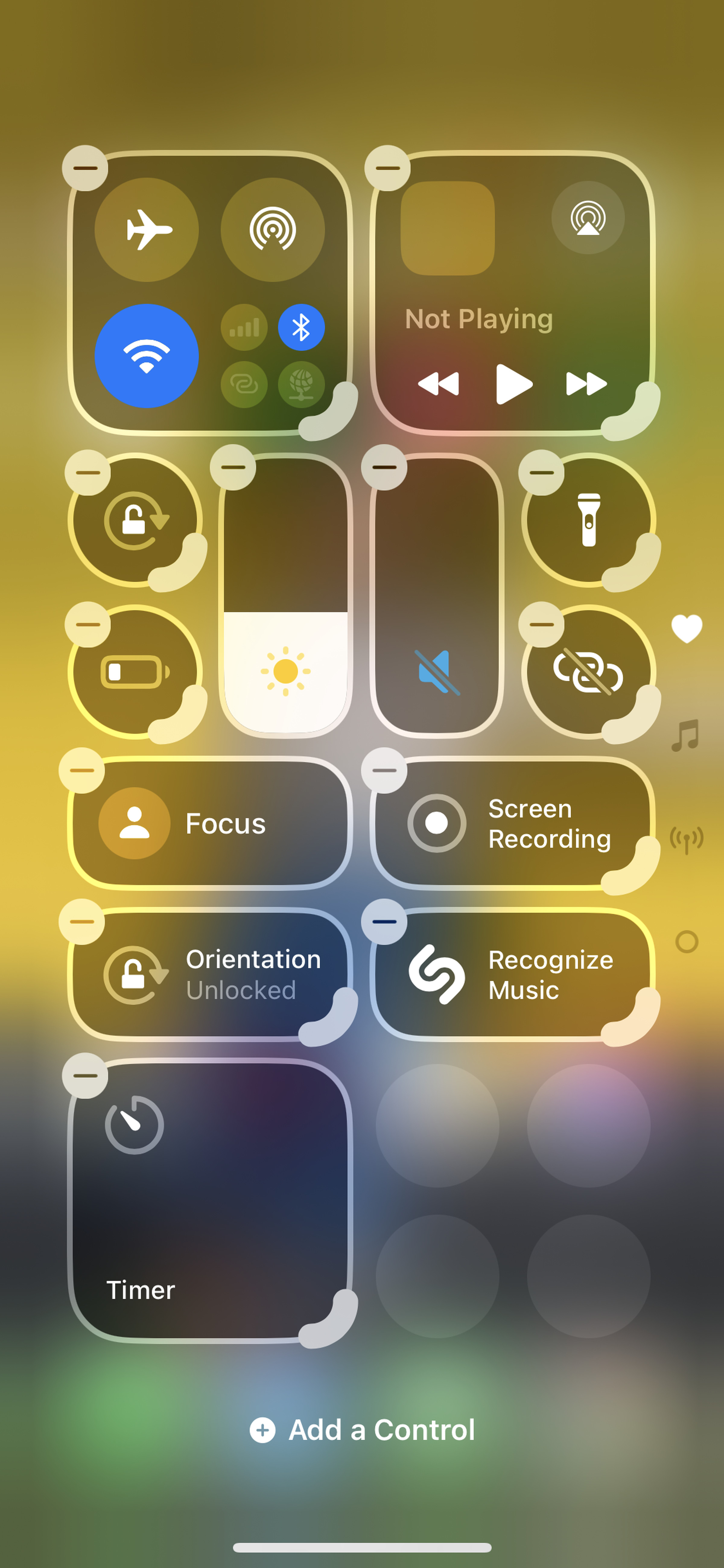 Screenshot showing new control center layout opitons.