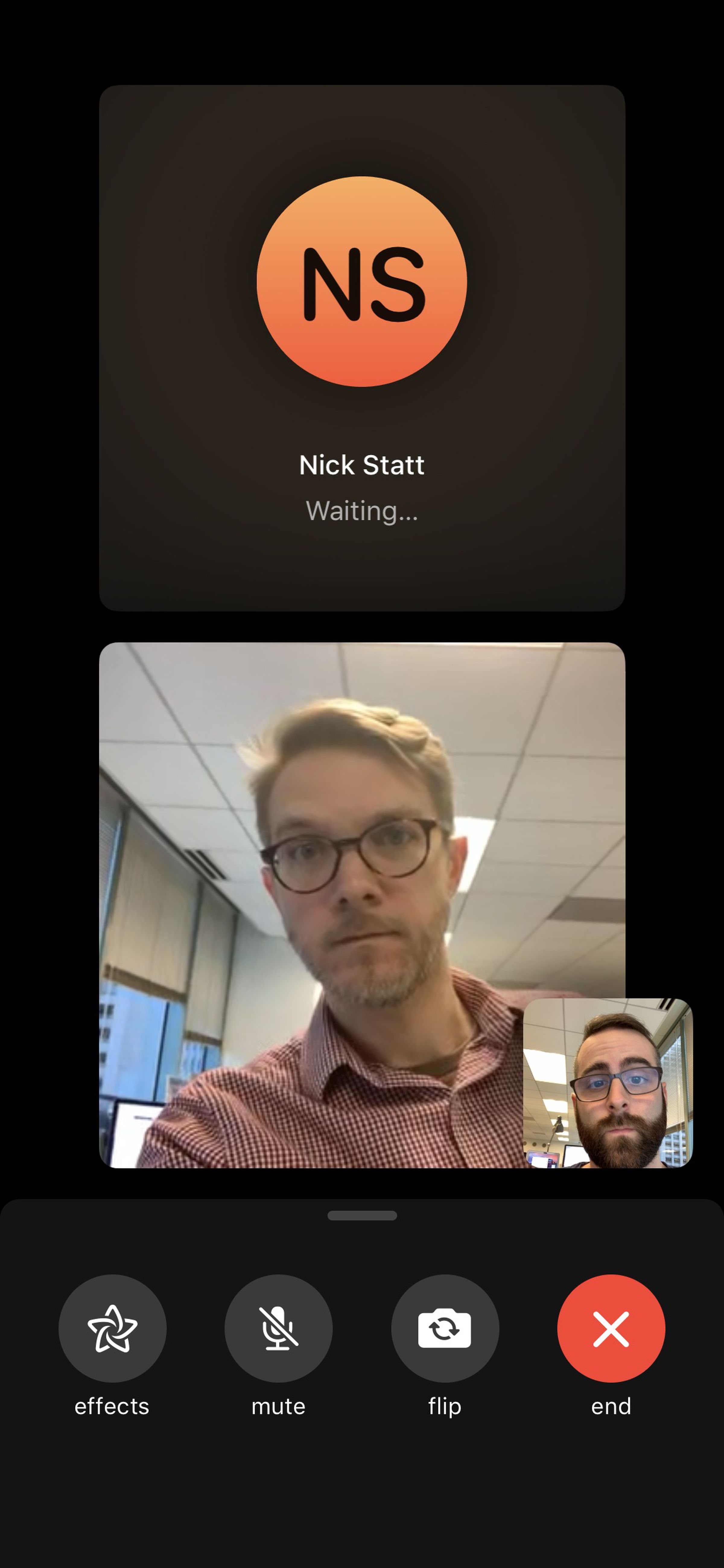 This video was sent as soon as I hit the power button to dismiss — but not answer — an incoming FaceTime Video call