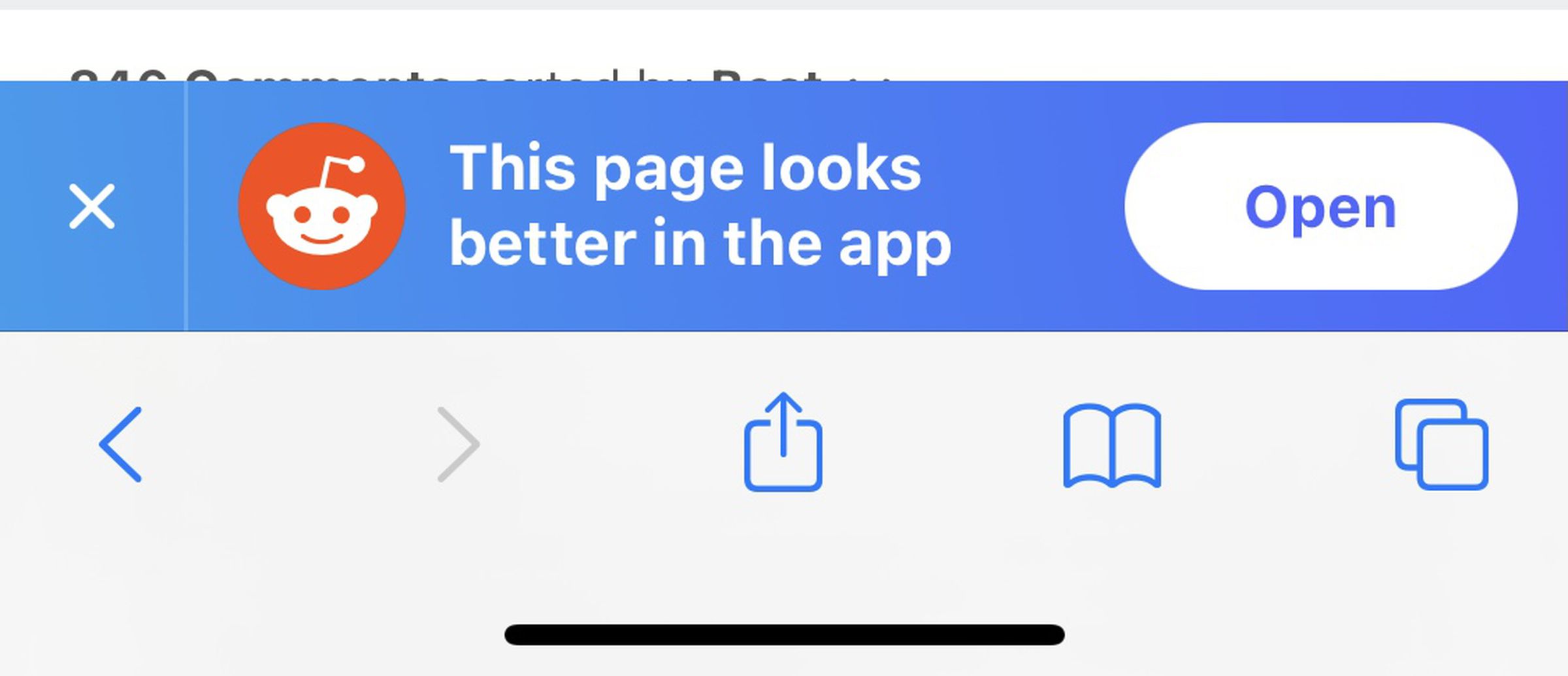 No, I don’t want to view the page in the app, thanks.