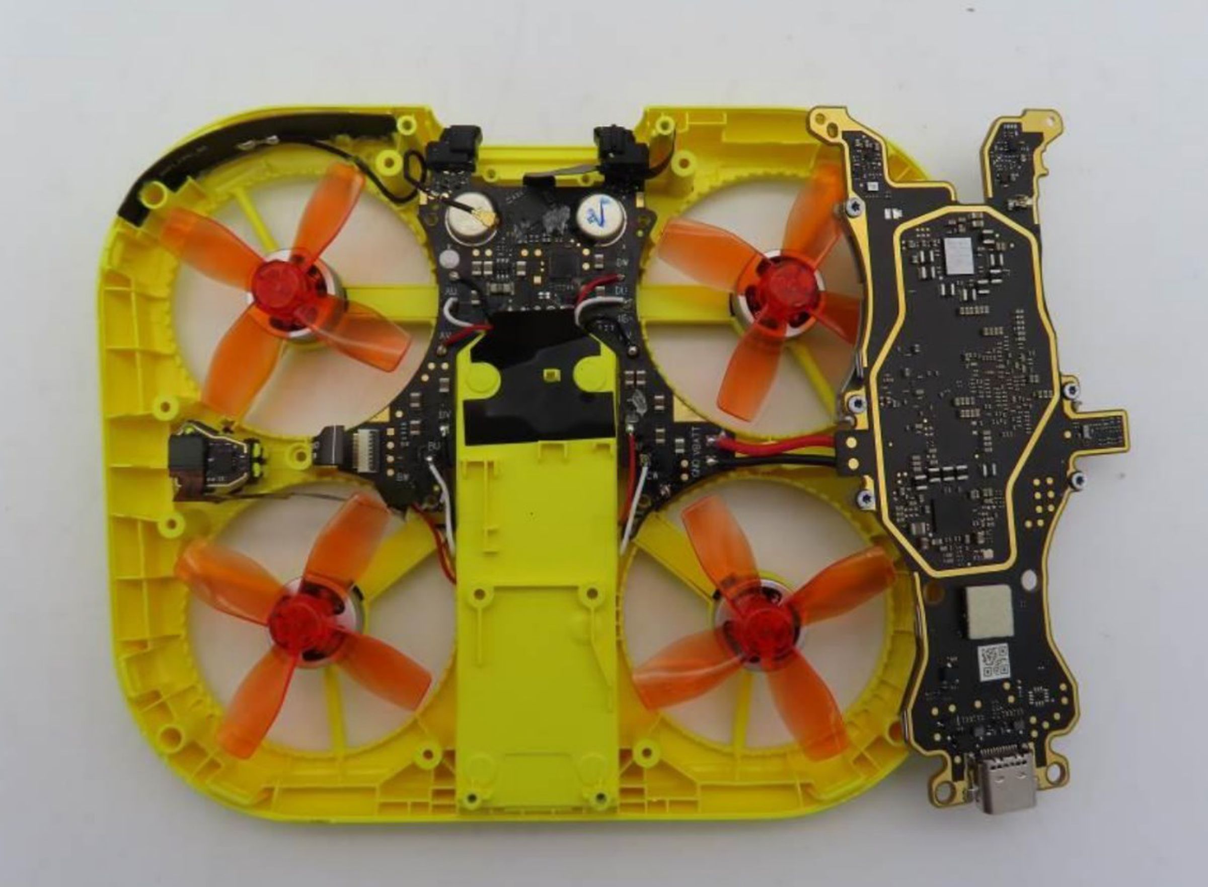 The drone has two circuit boards inside.