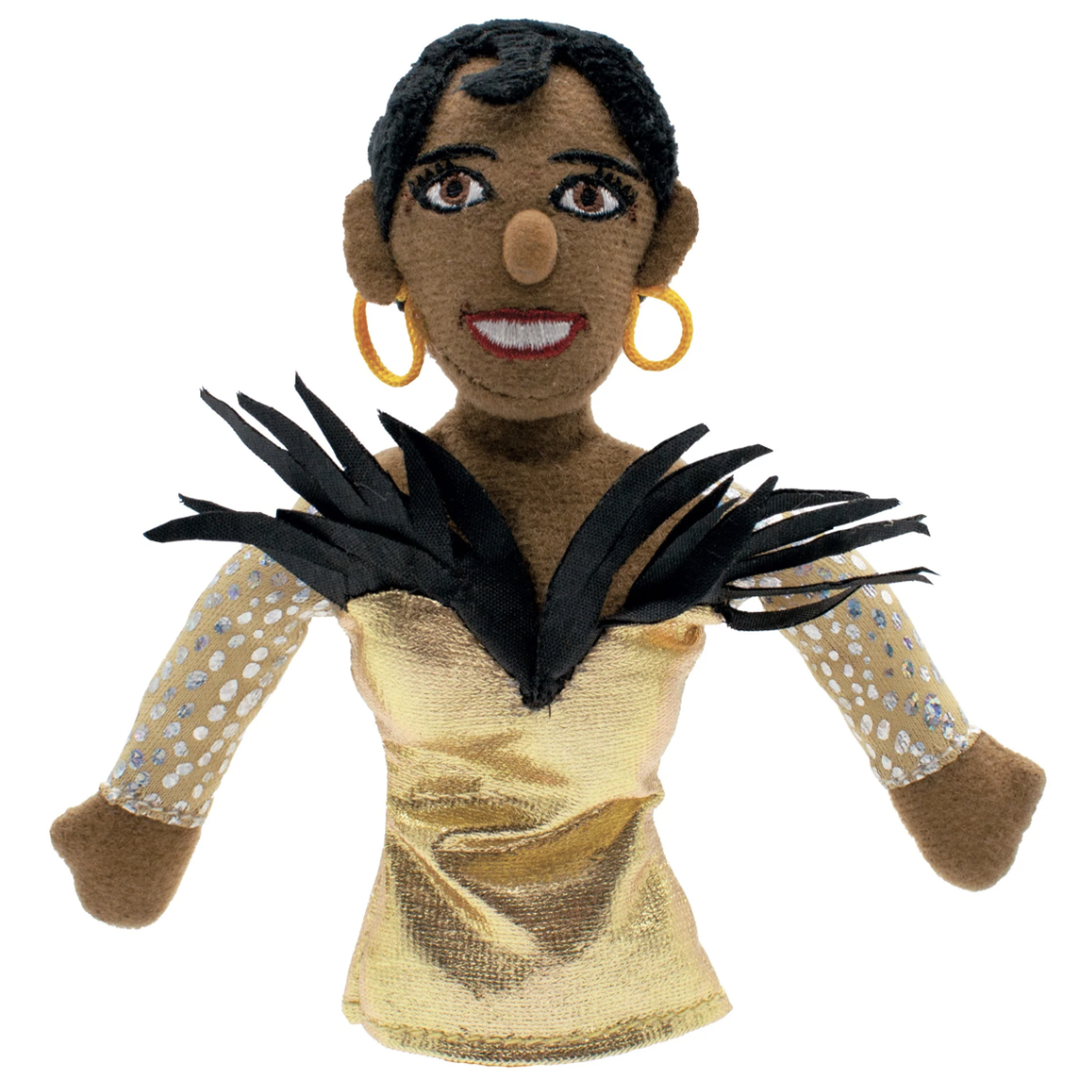 Finger puppet in the image of Josephine Baker.