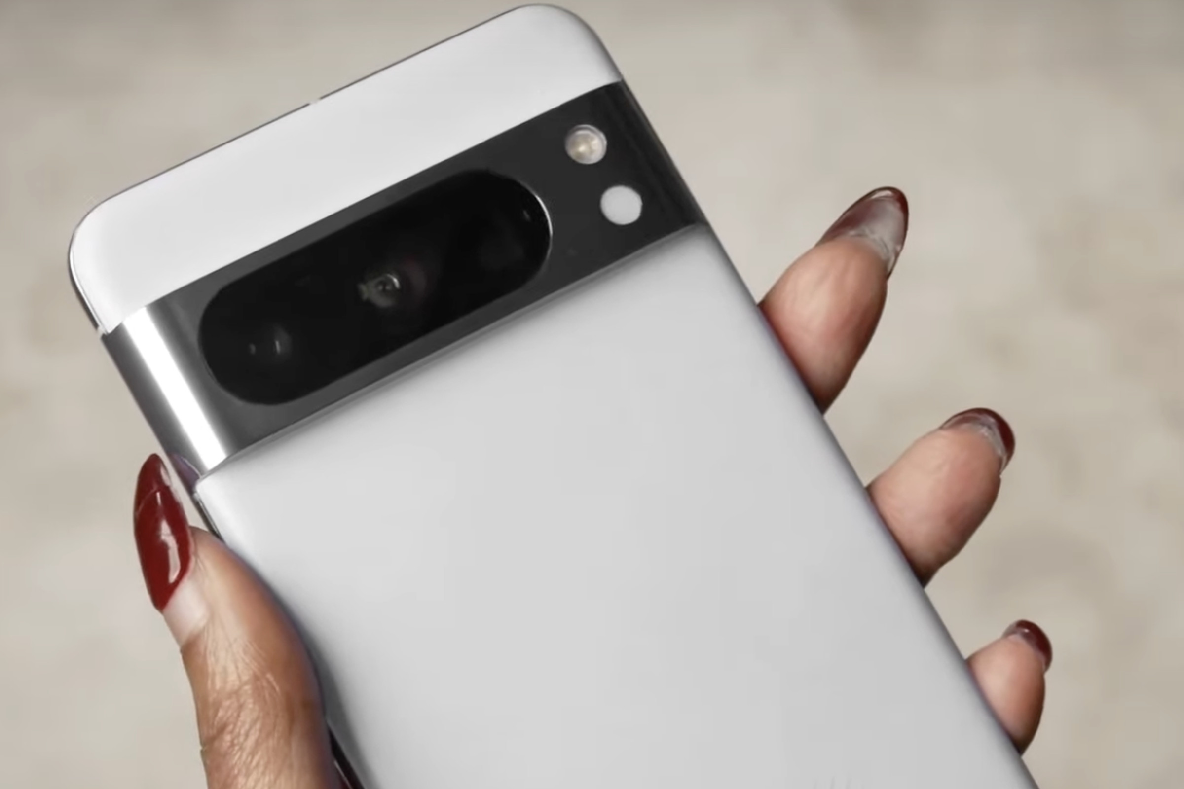 A screenshot showing the back of Google’s Pixel 8 Pro smartphone.