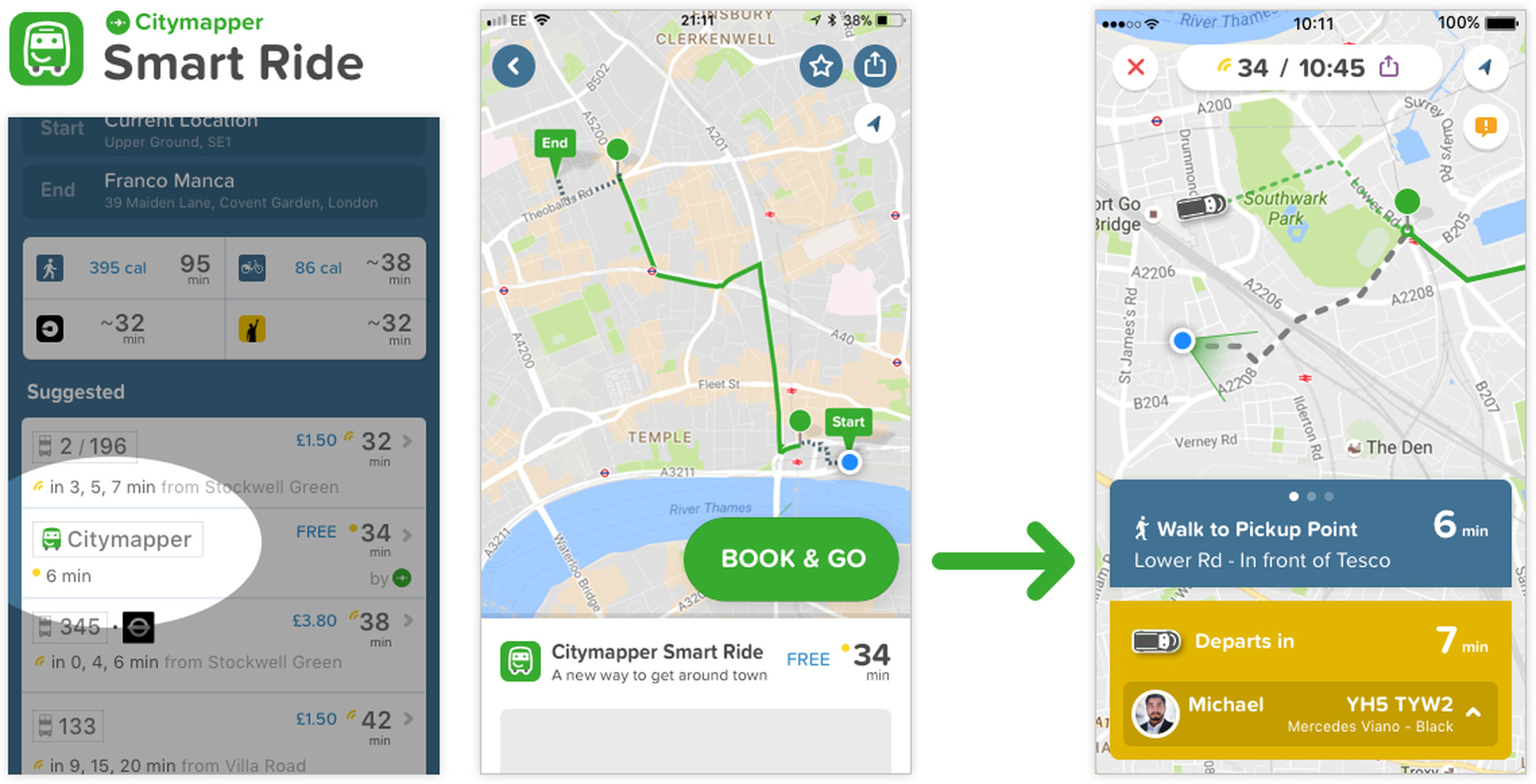 How Smart Ride appears in the app. 
