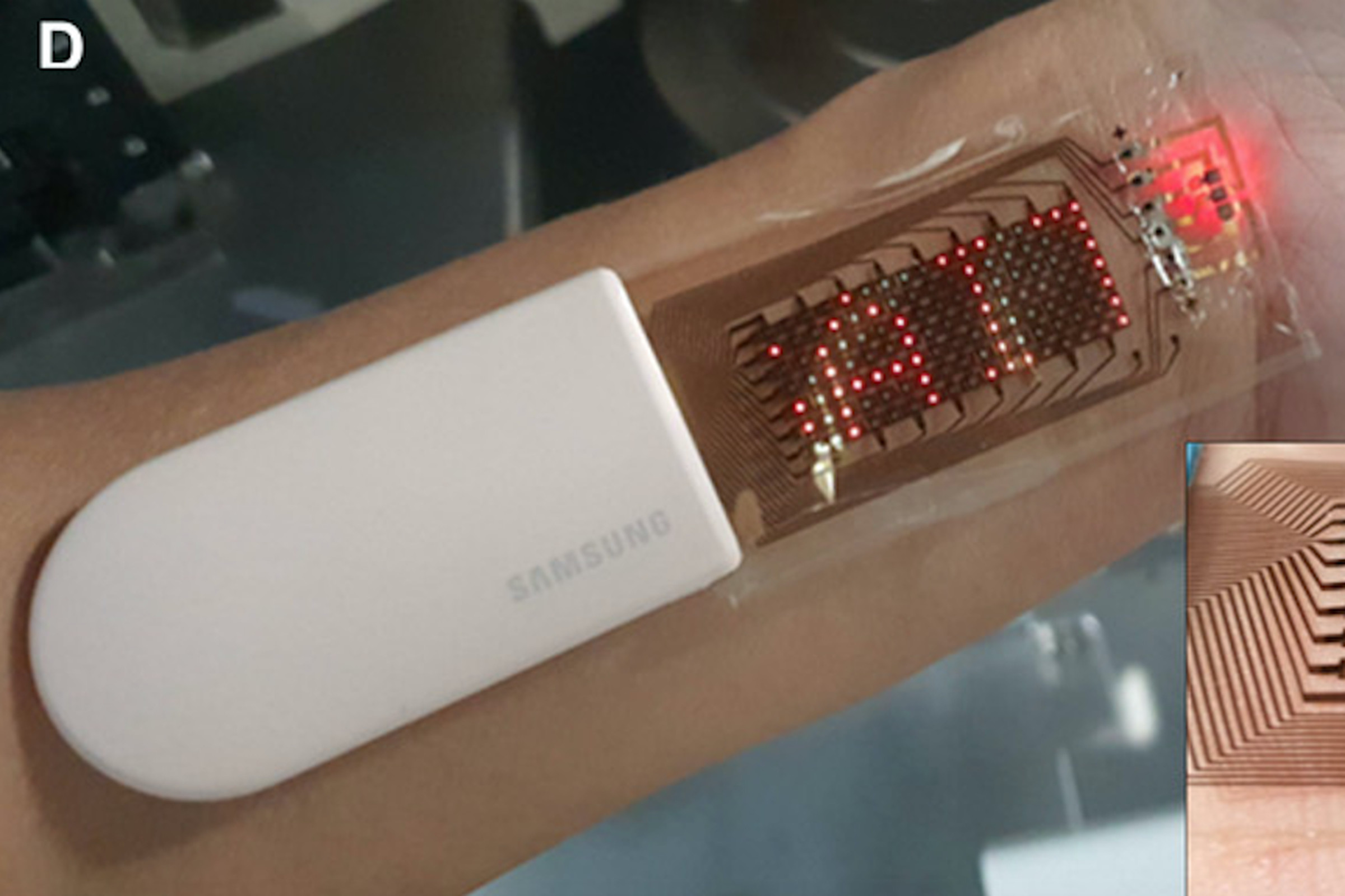 Samsung’s prototype heart rate monitor with stretchable OLED display. 
