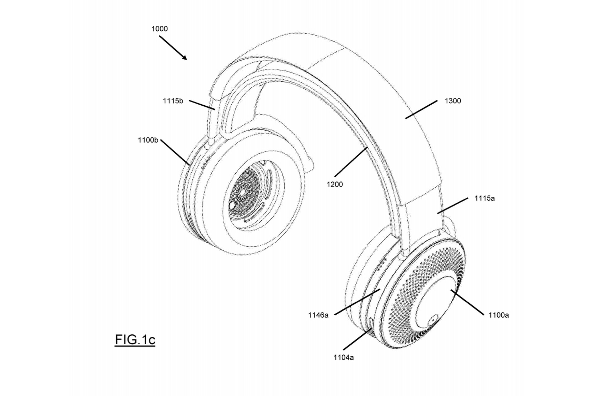 One diagram shows how the air purification part of the headphones could be folded away.
