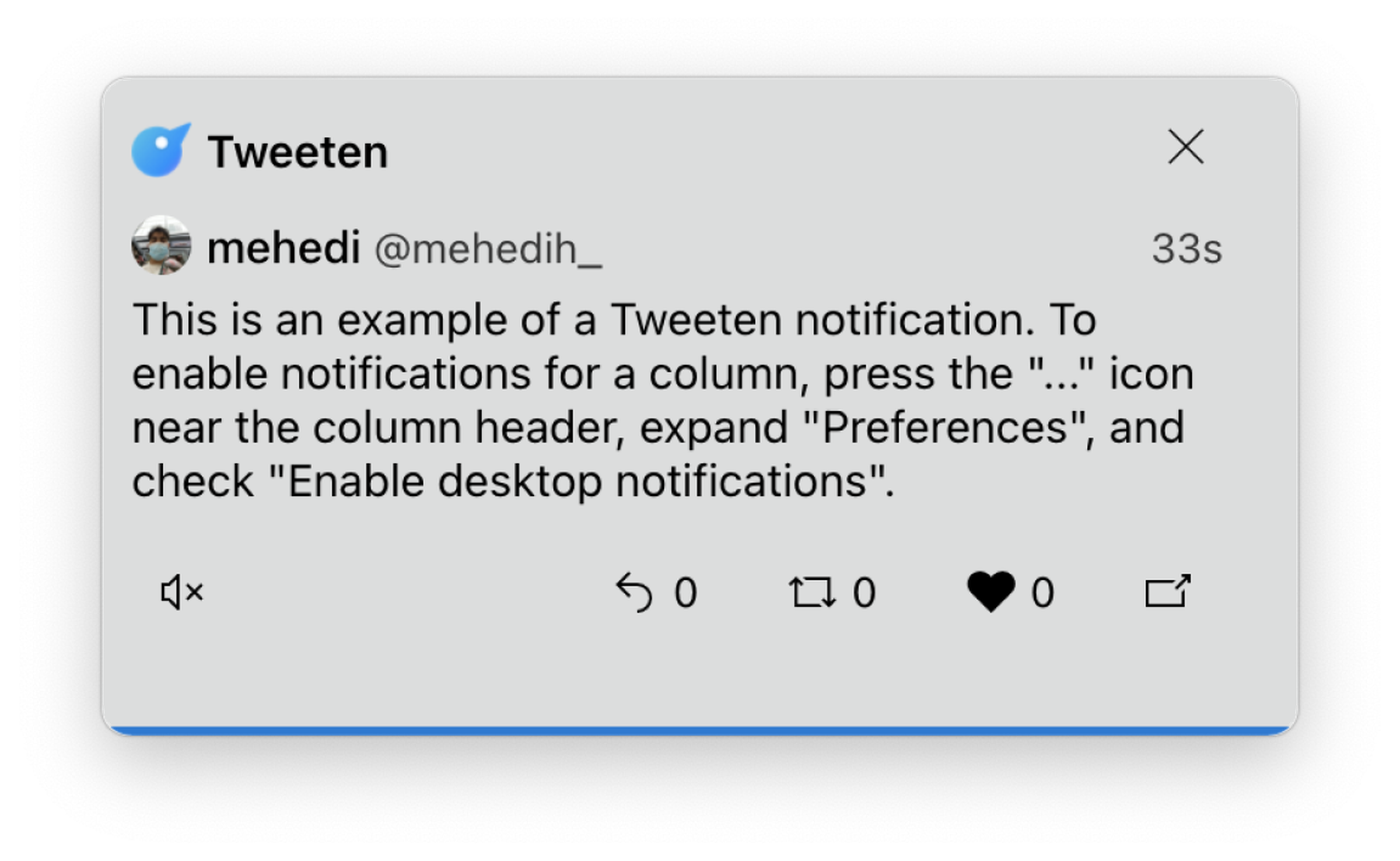 An example Tweeten notification.