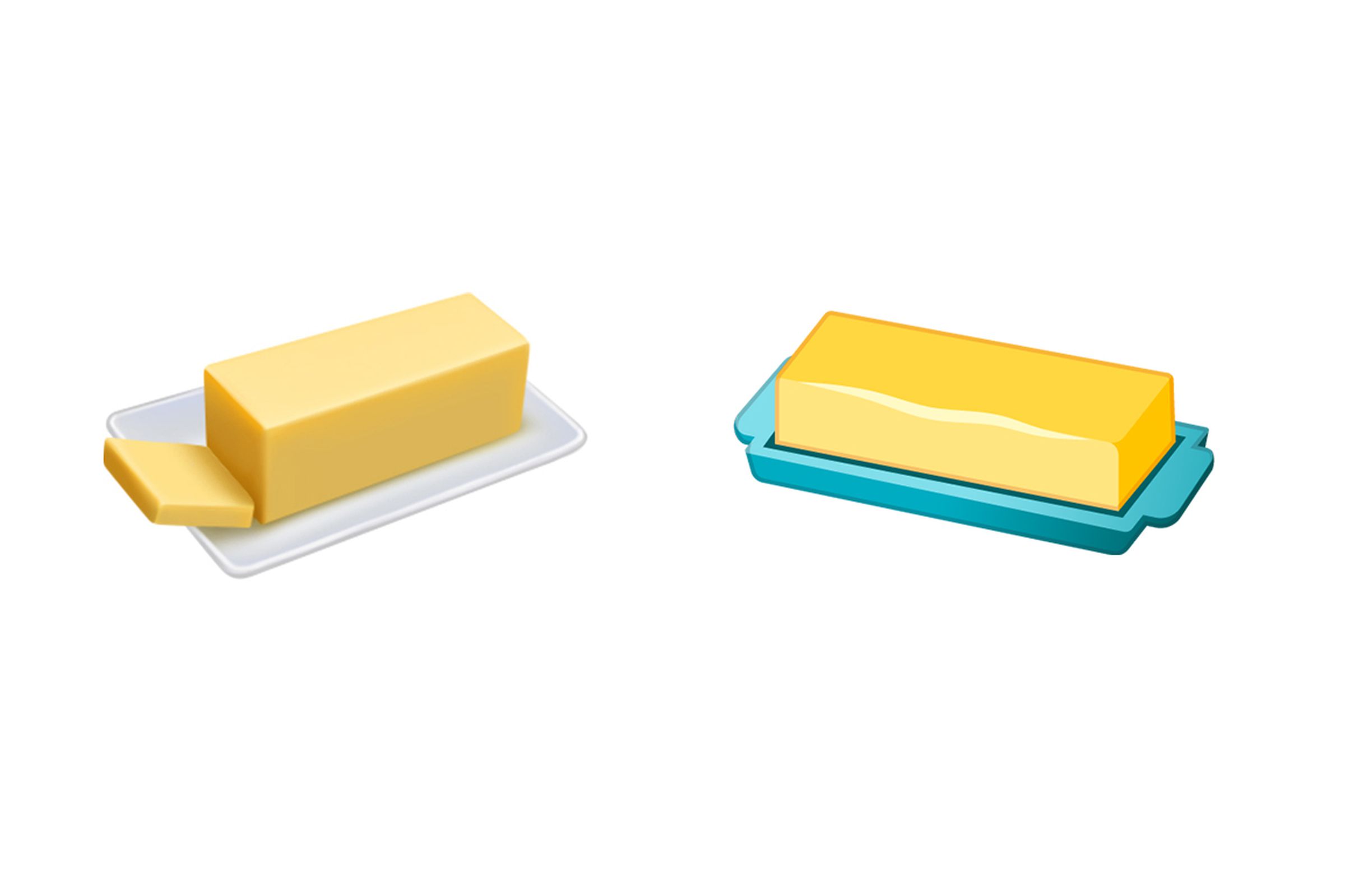 Apple’s butter (left) looks delicious, Google’s (right) just looks like butter.