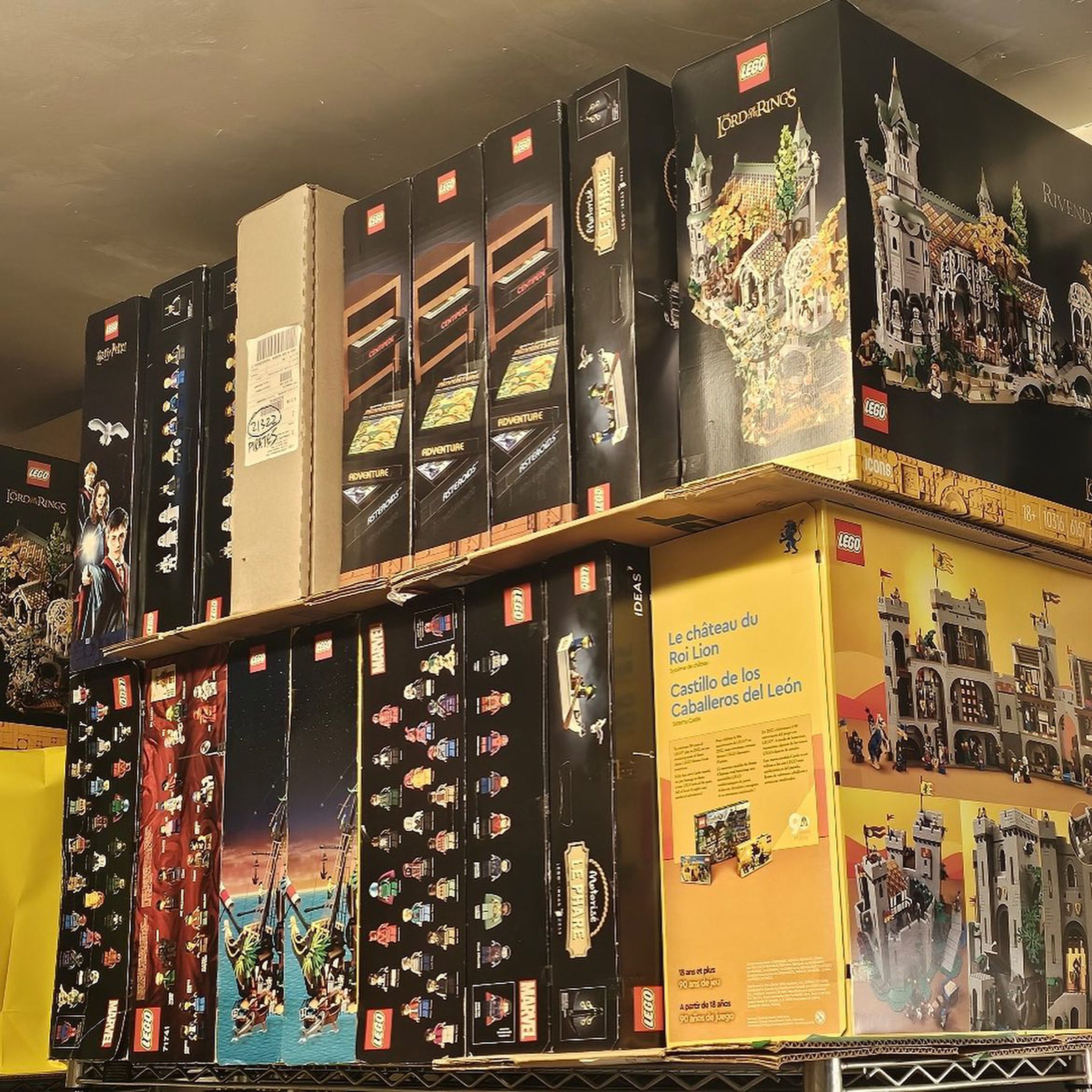 A picture of stolen Lego sets, including the Lord of the Rings Rivendell set.