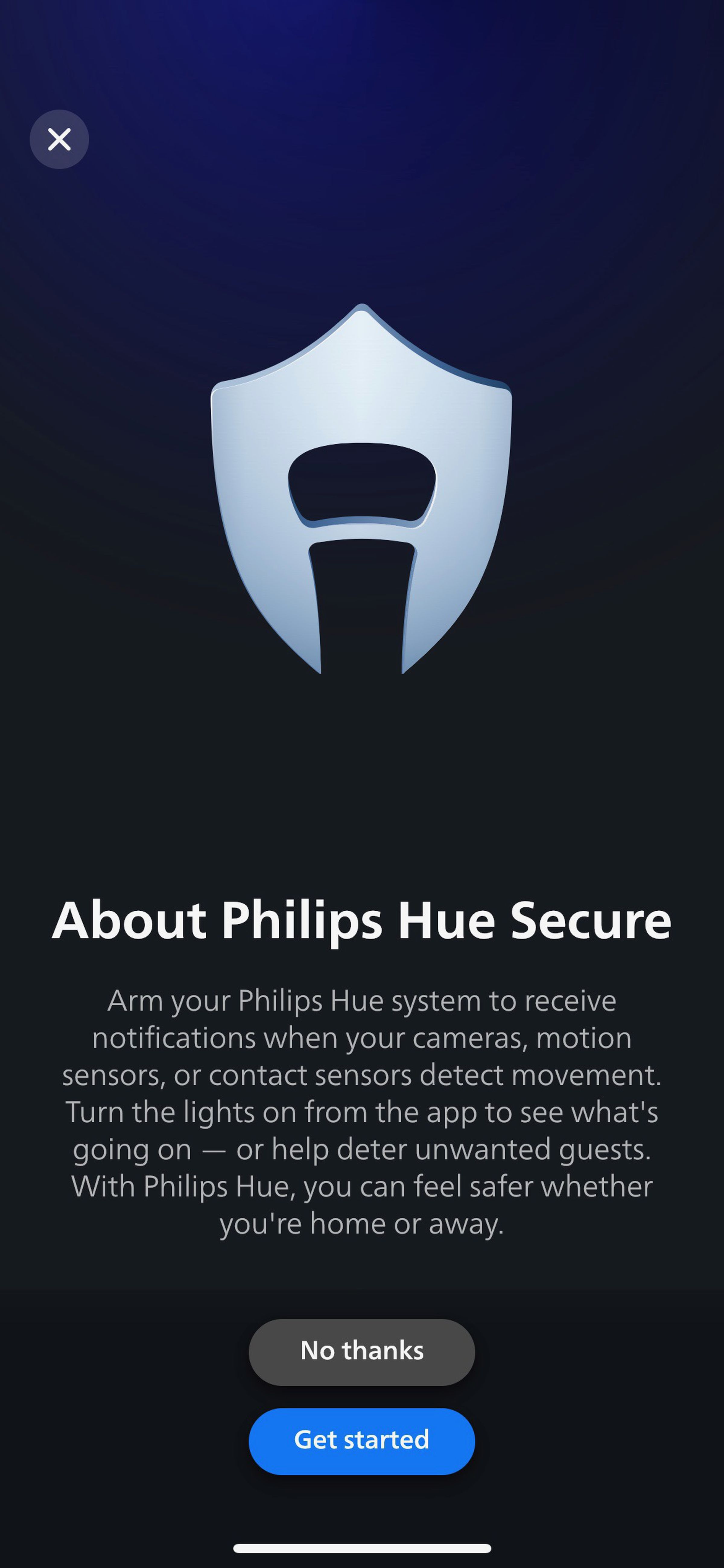 <em>This screen will appear when you first open the Hue app after updating.</em>