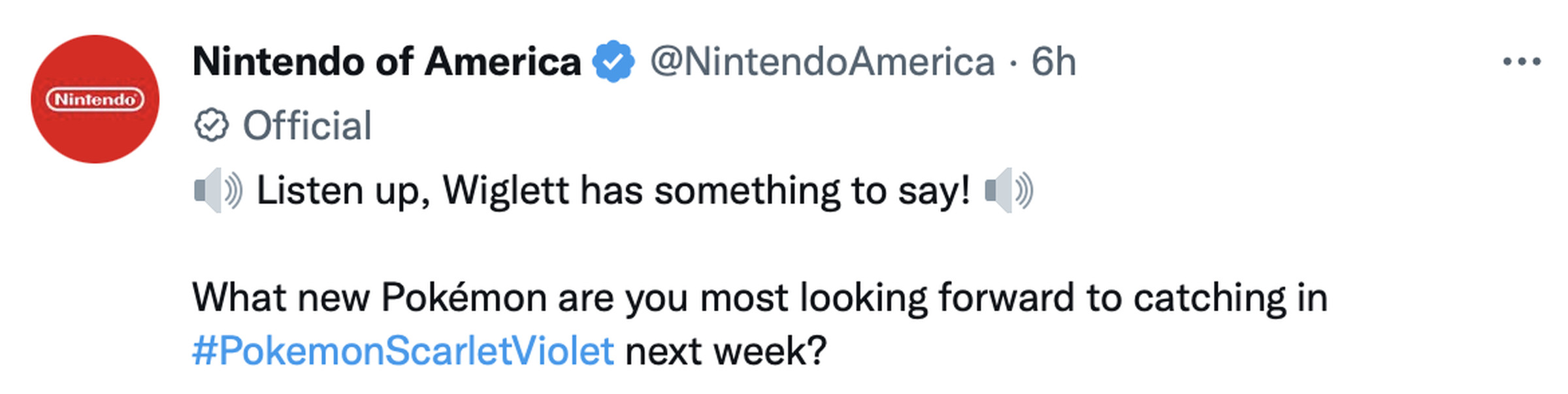 Captura de pantalla de un tweet de Nintendo con la marca de verificación azul y la marca e insignia gris 