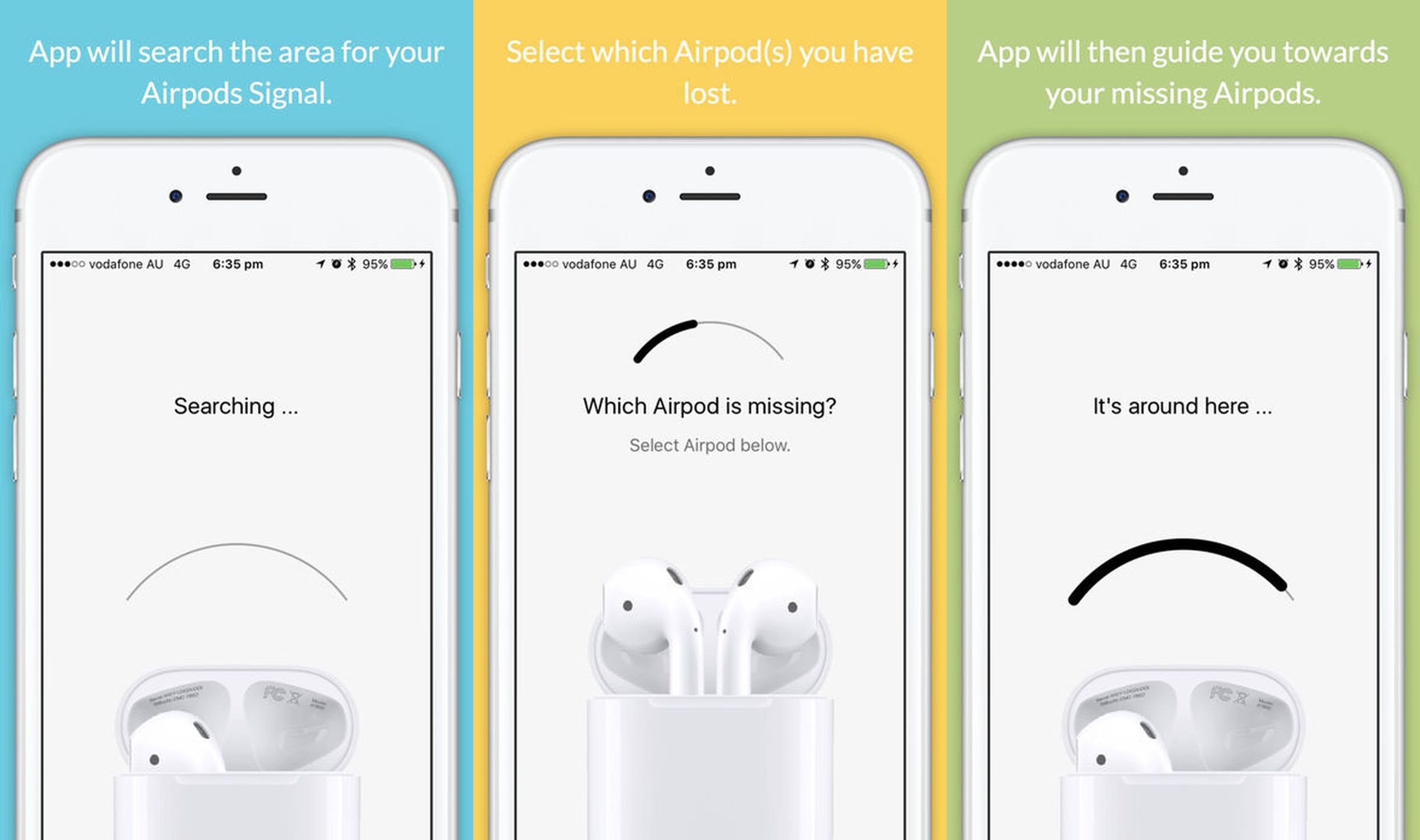 Finder for AirPods featured an easy-to-use UI. 
