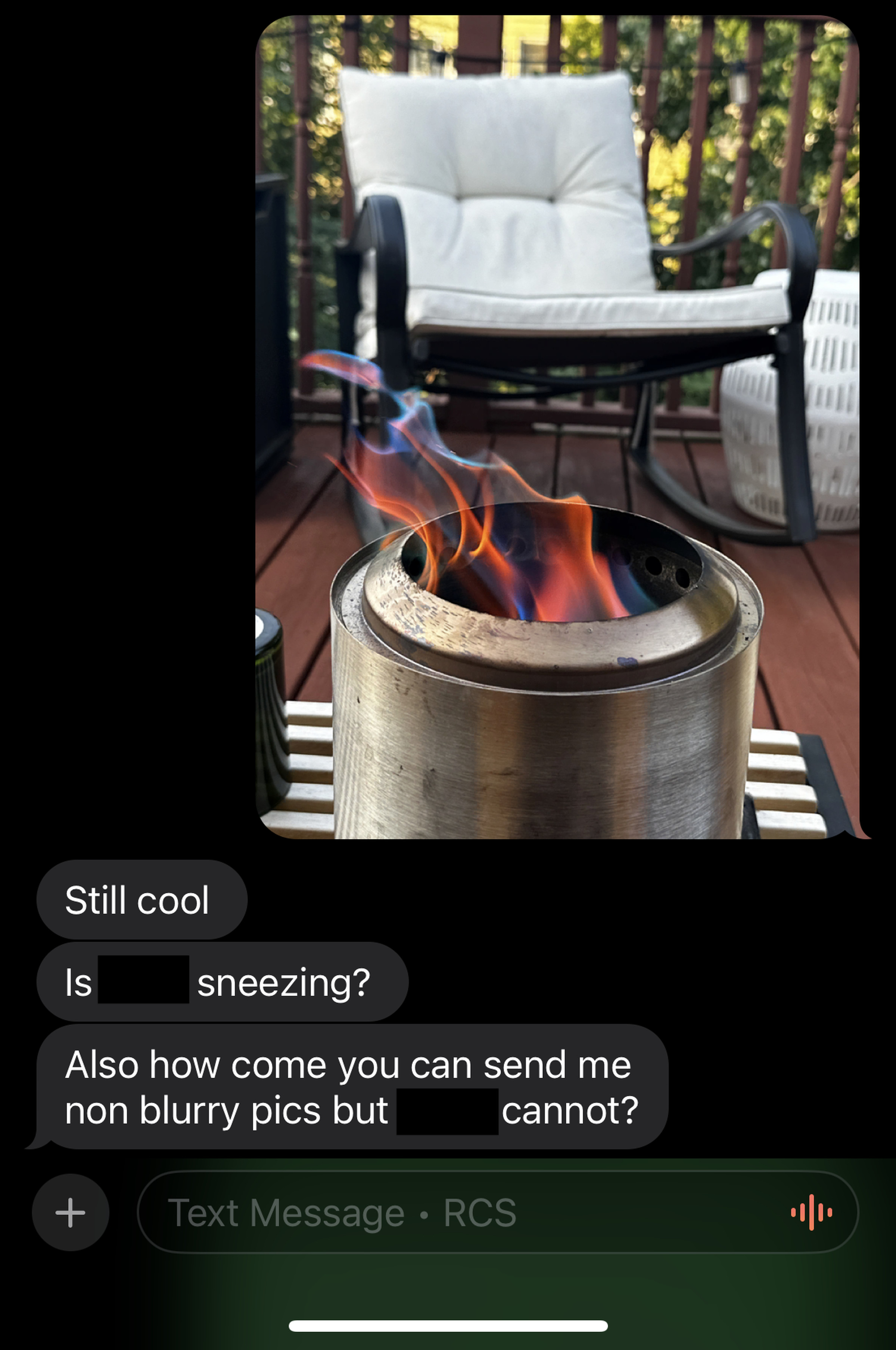 A screenshot of RCS messages on iOS 18.