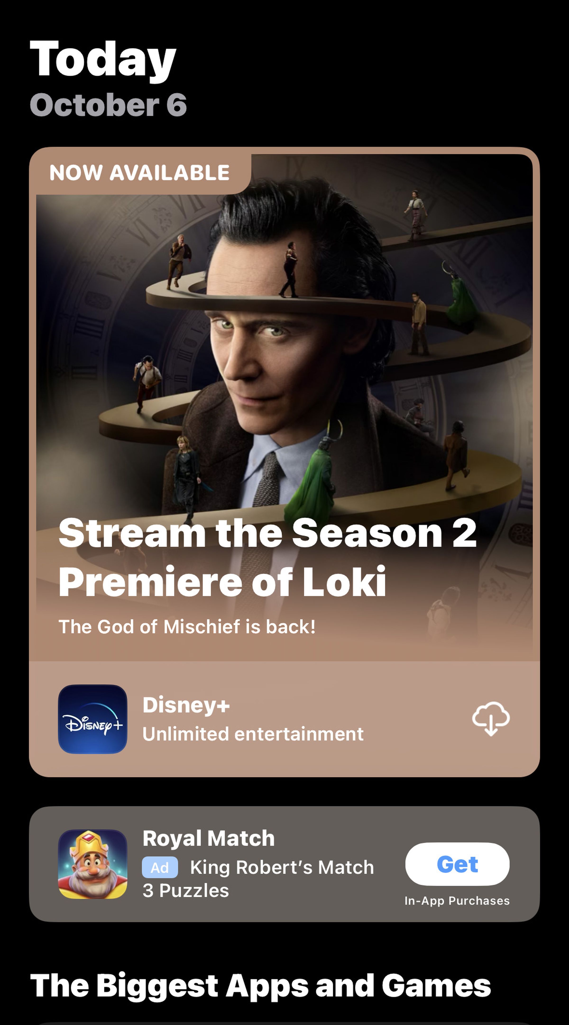A screenshot taken of the Loki season 2 poster on Apple’s App Store.