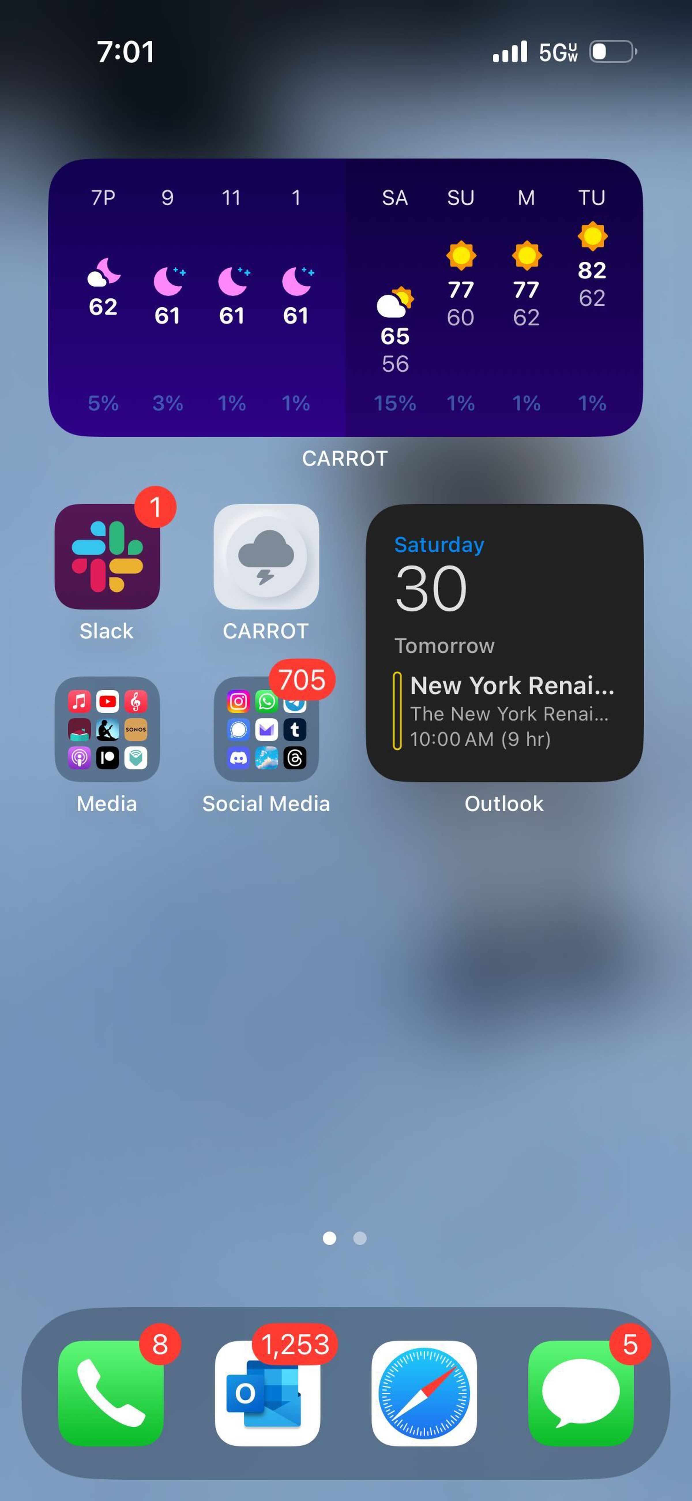 A screenshot of an iPhone homescreen.