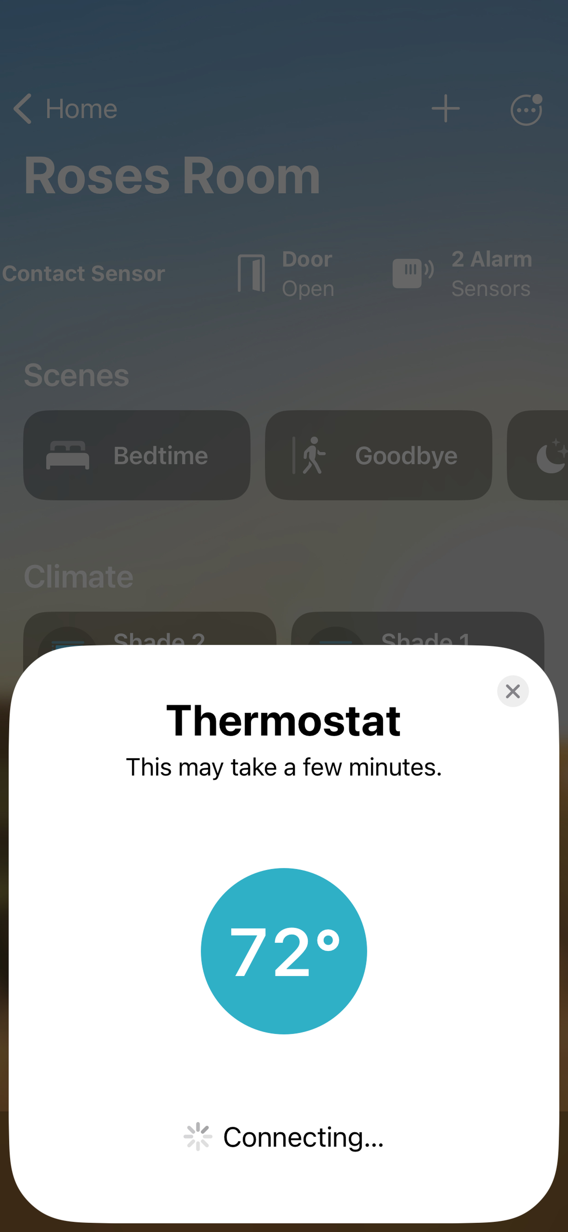 <em>You’ll be prompted to enter your code, and the thermostat will connect. Be patient, as this can take some time.</em>