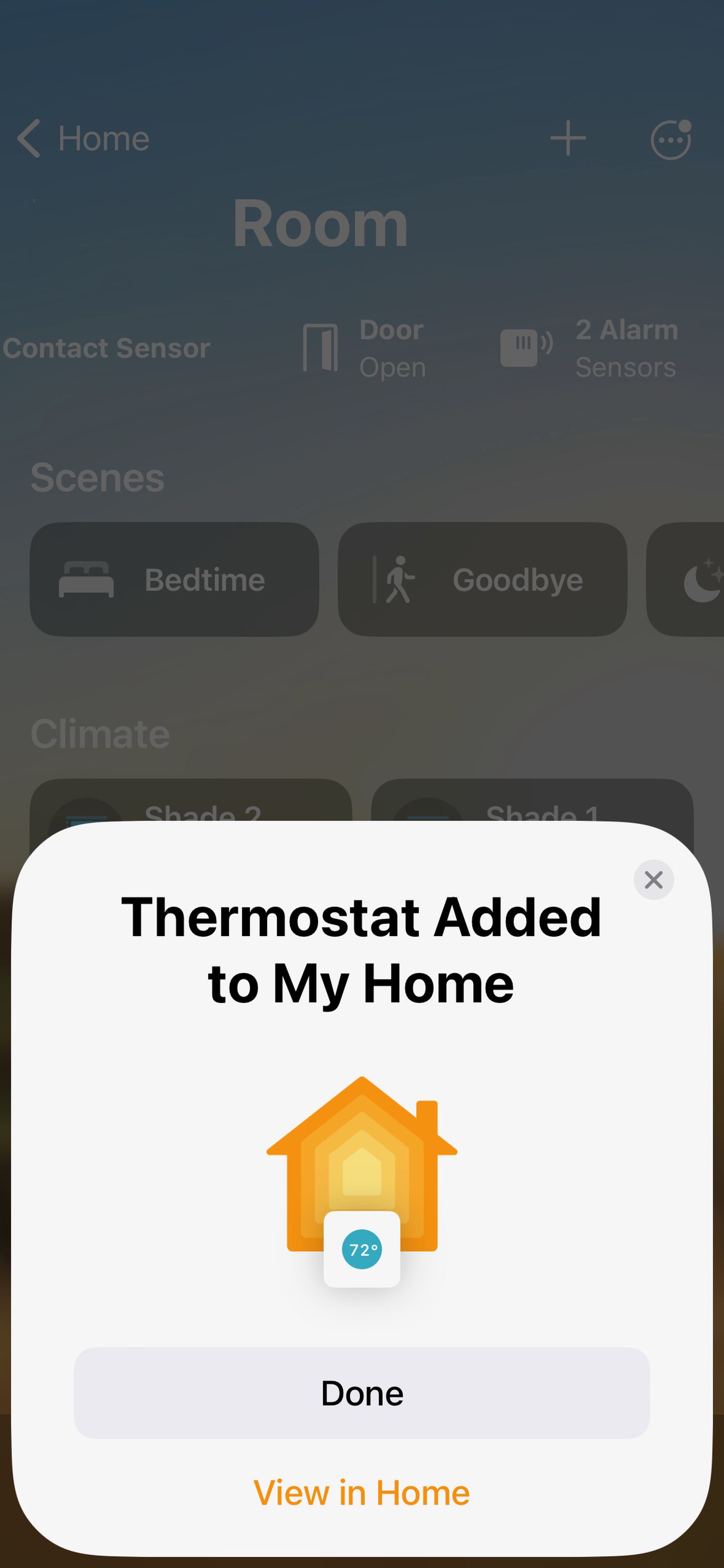 <em>Then you’re done. You can now control the Nest Thermostat in Apple Home.</em>