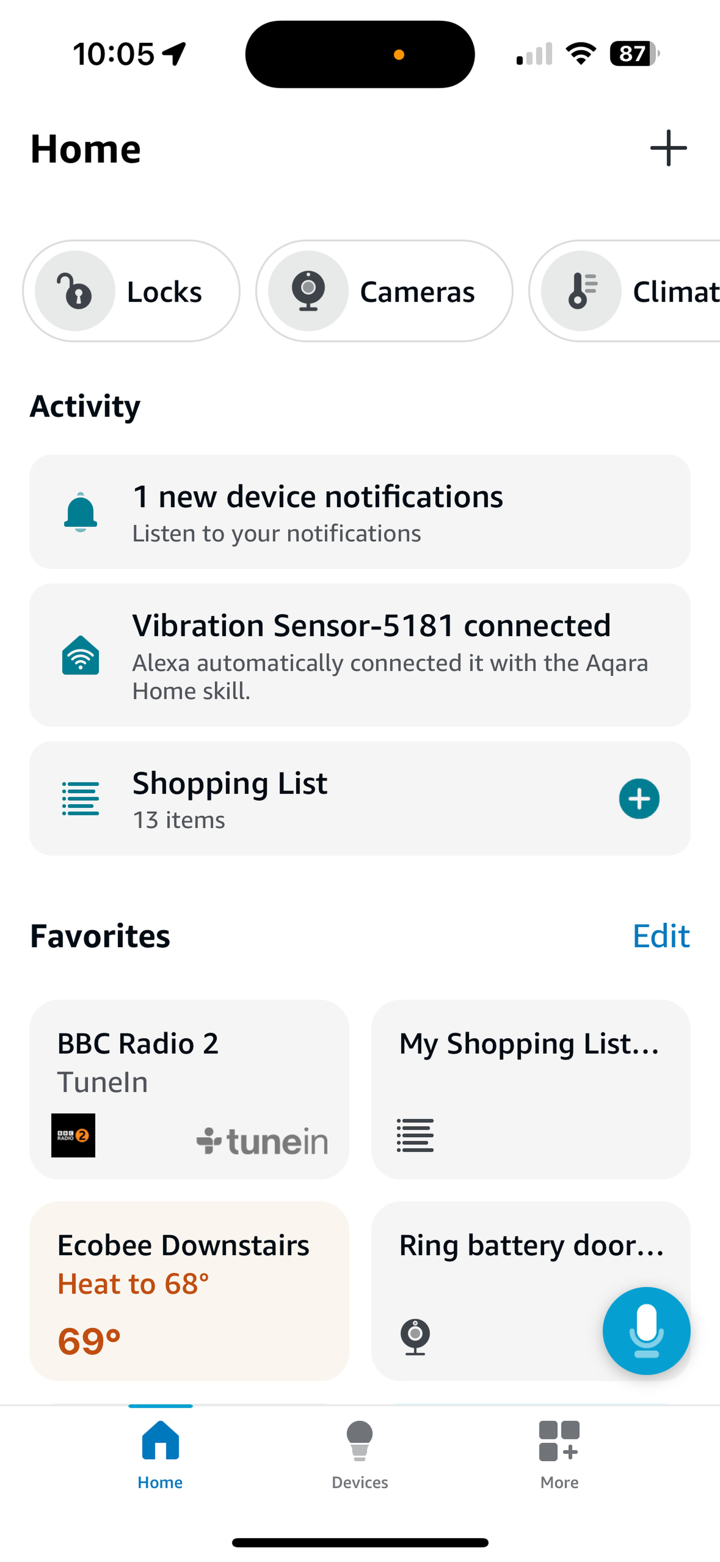 <em>The new Alexa app puts smart home controls directly in the Home tab.</em>