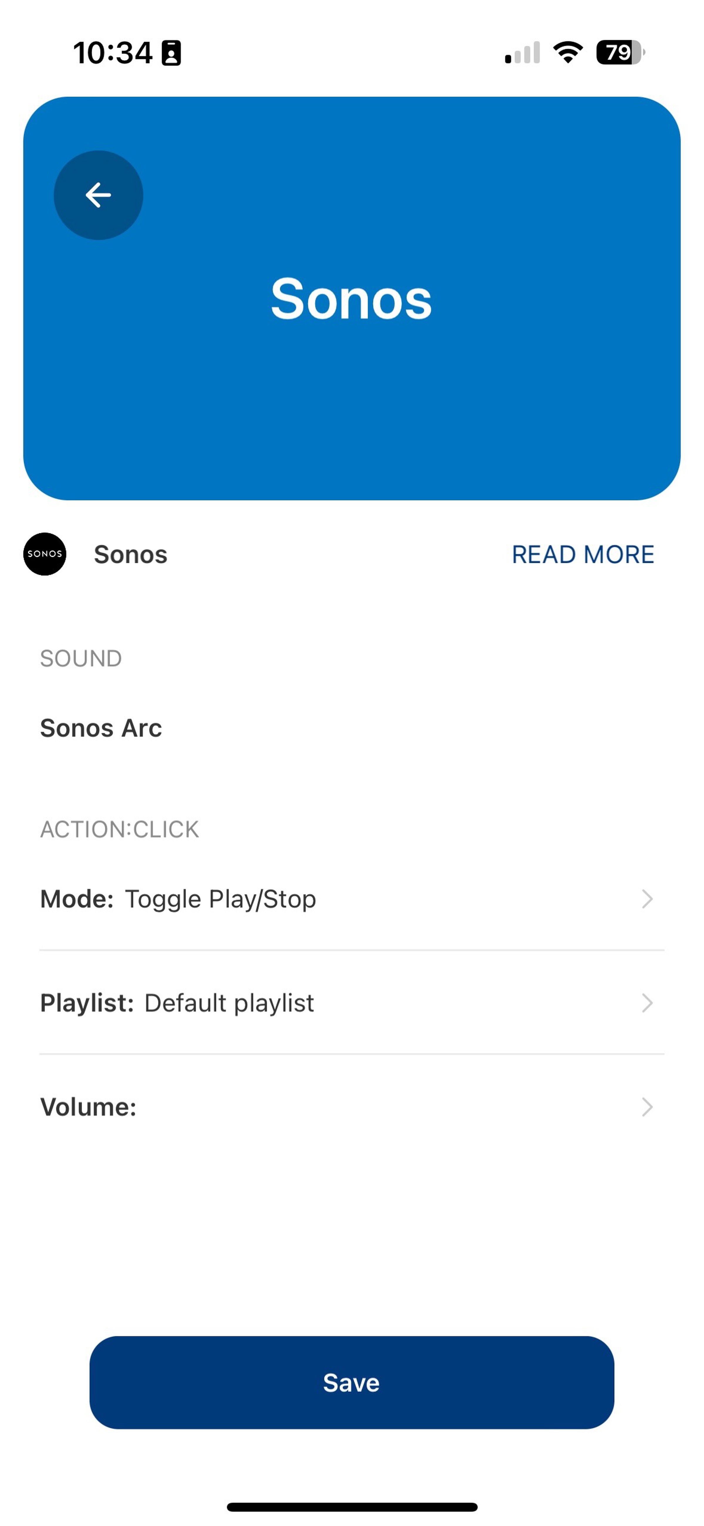 <em>Here, I set up a single click to play / stop a Sonos speaker.</em>