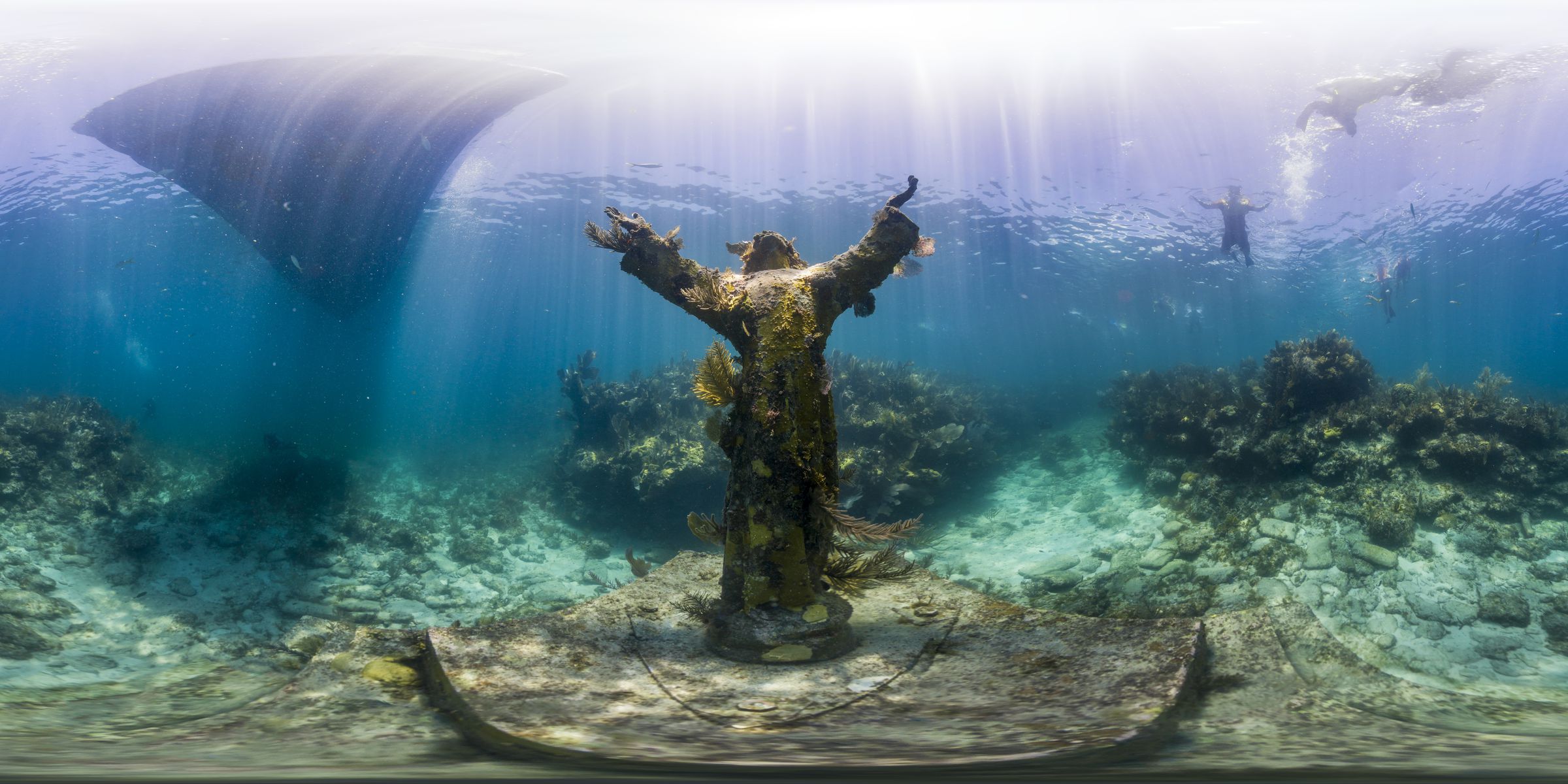 The "Christ of the Abyss" is a 9-foot-long bronze statue located in the Key Largo Dry Docks Sanctuary Preservation Area of Florida Keys National Marine Sanctuary.
