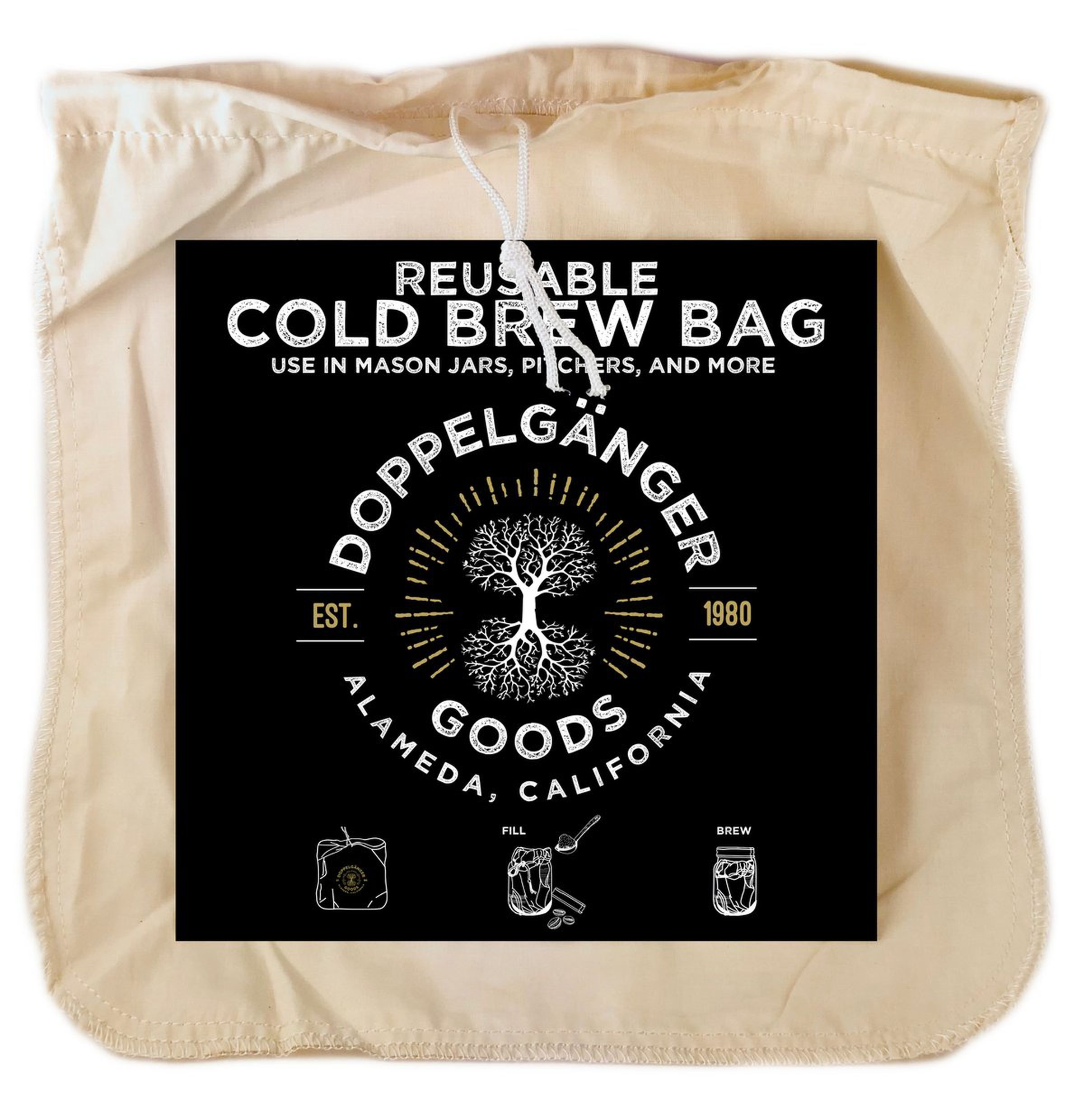 Organic cotton cold brew filter bag
