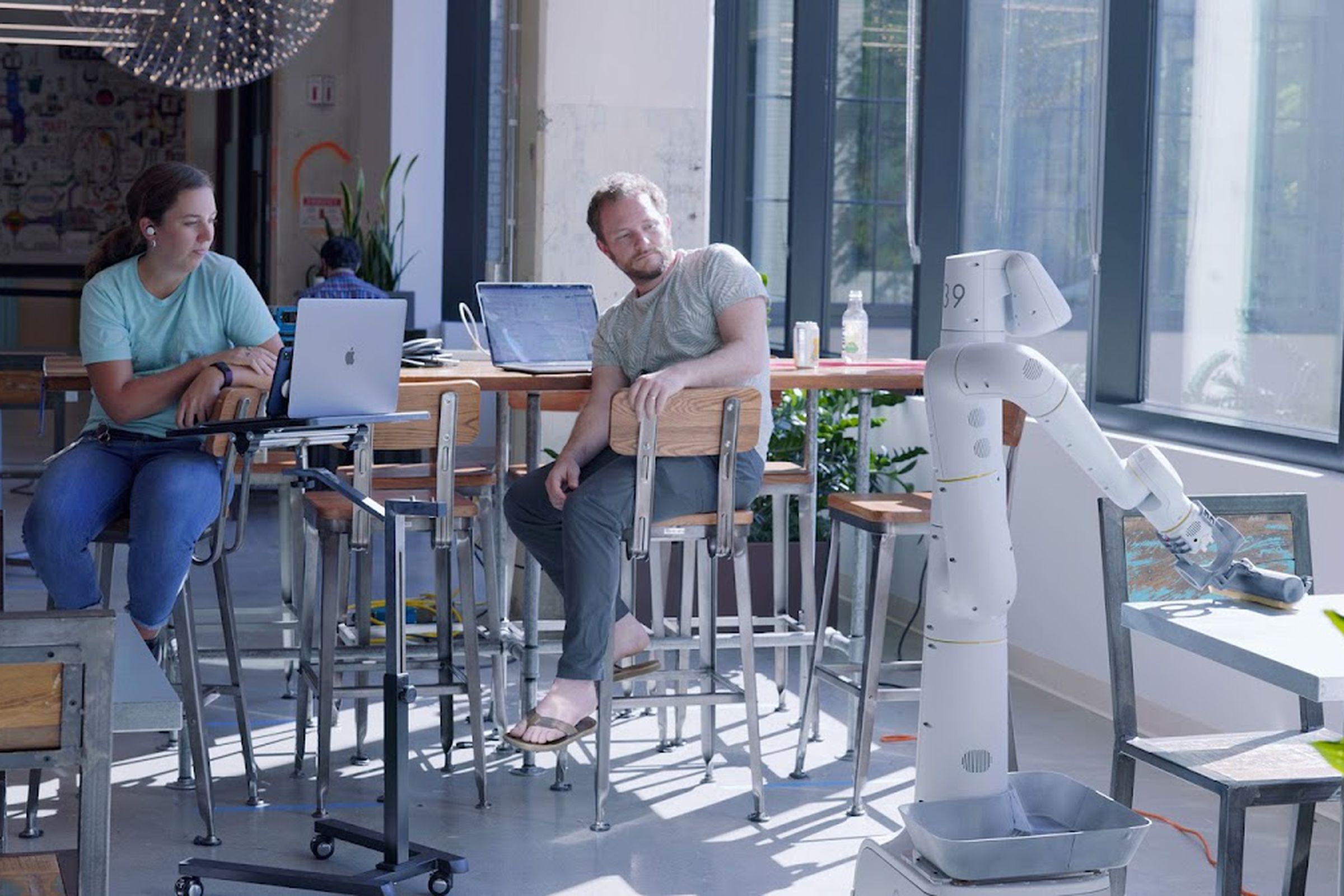 Alphabet has been testing its Everyday Robots prototypes cleaning up in the company’s offices. 