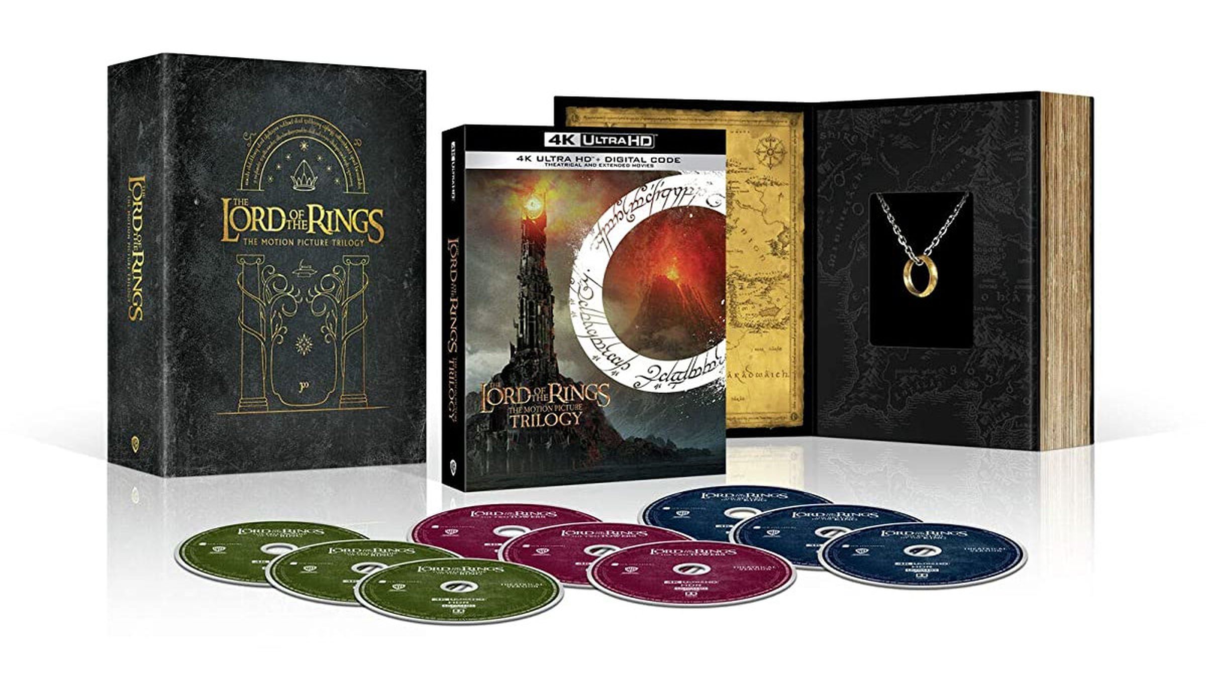 The giftset version of the 4K UHD remaster of The Lord of the Rings trilogy includes nine discs. 