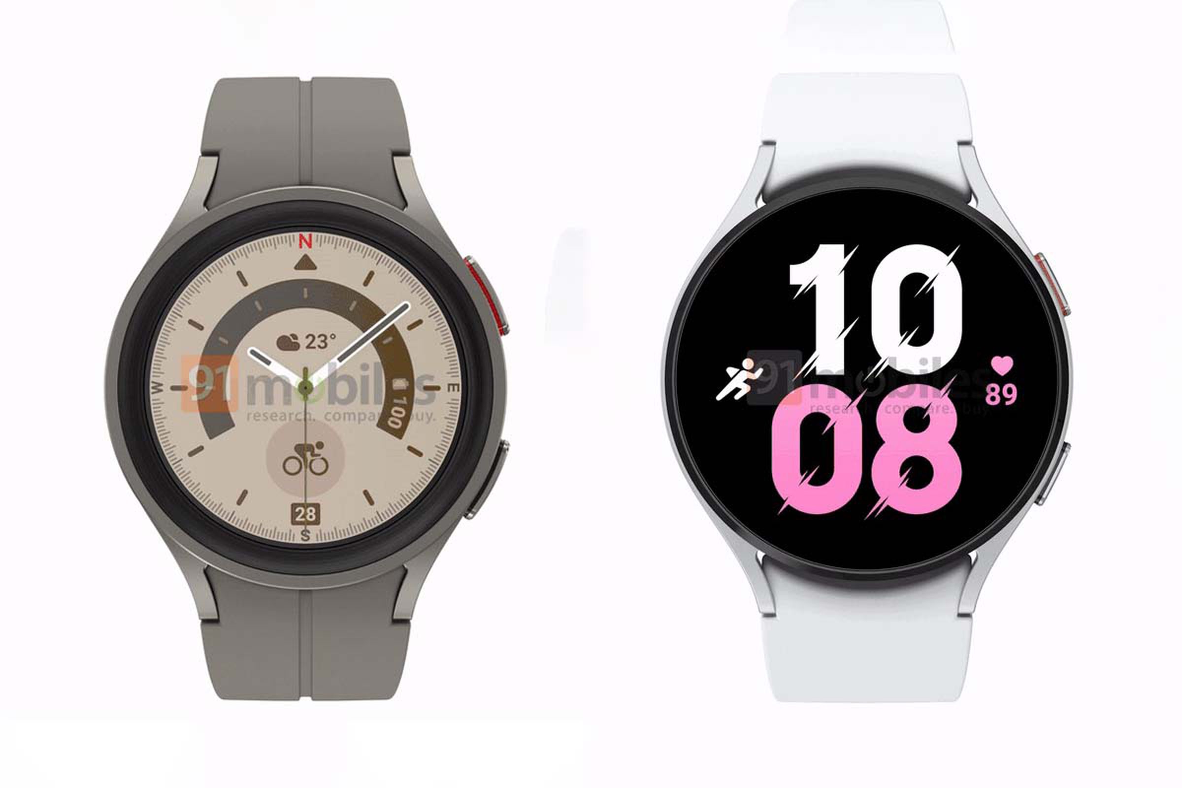 The Galaxy Watch 5 Pro (left) and the Galaxy Watch 5 (right).
