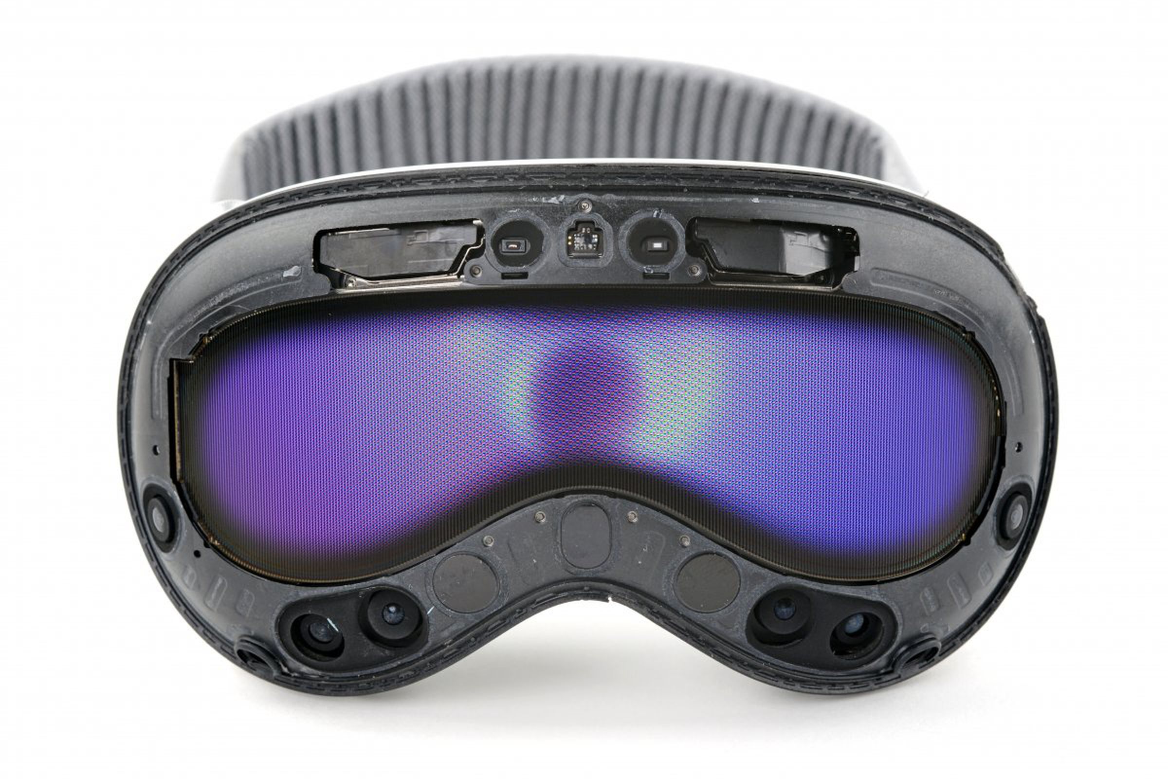 A picture of the Vision Pro without its front glass layers.