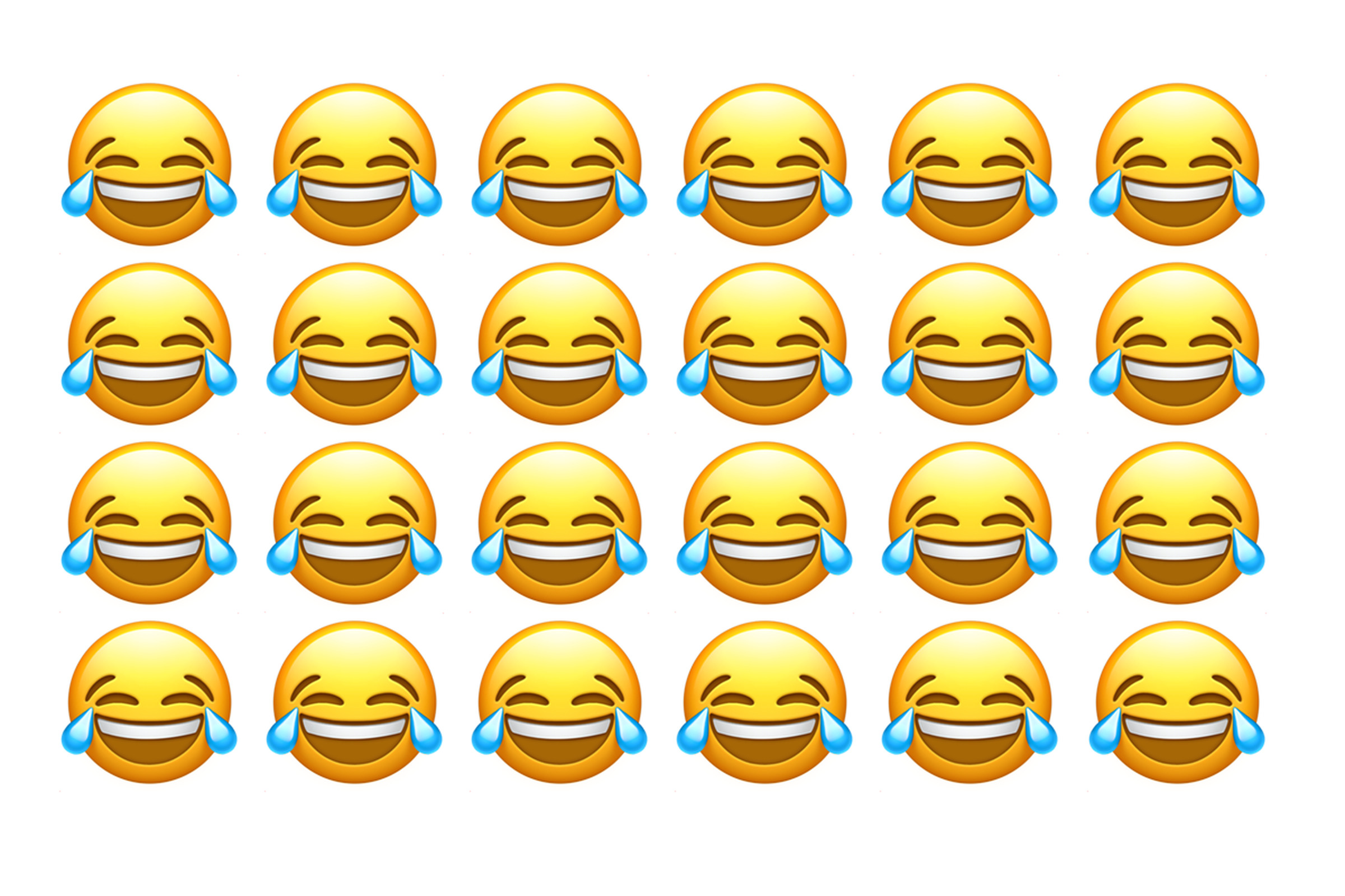 24 face with tears of joy emoji, each more terrifying than the last.