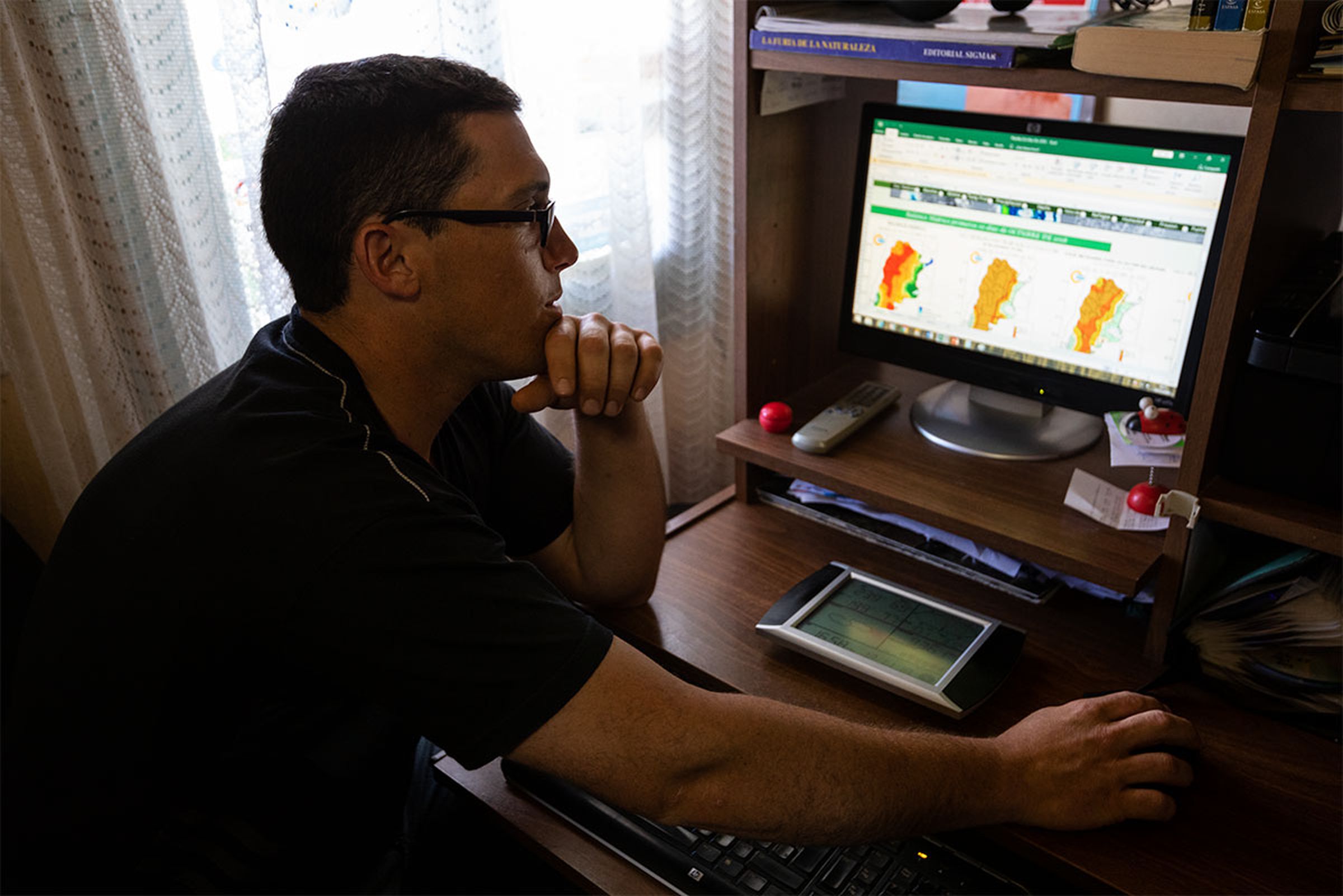 Farmer and amateur meteorologist Matías Lenardón has become a local expert on tracking weather patterns in his region, 50 miles south of Córdoba.