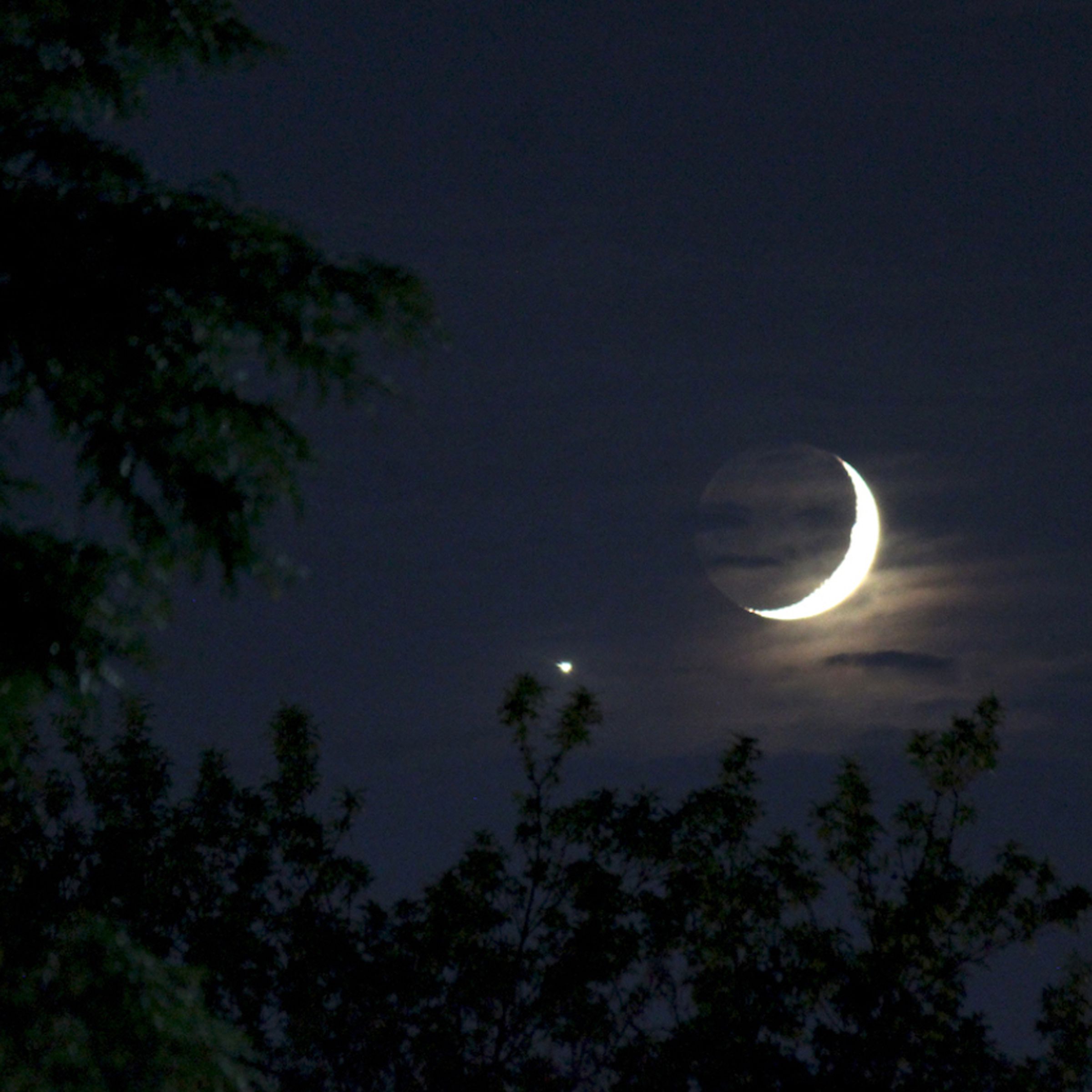 Venus beside a crescent Moon on July 15th, 2018.