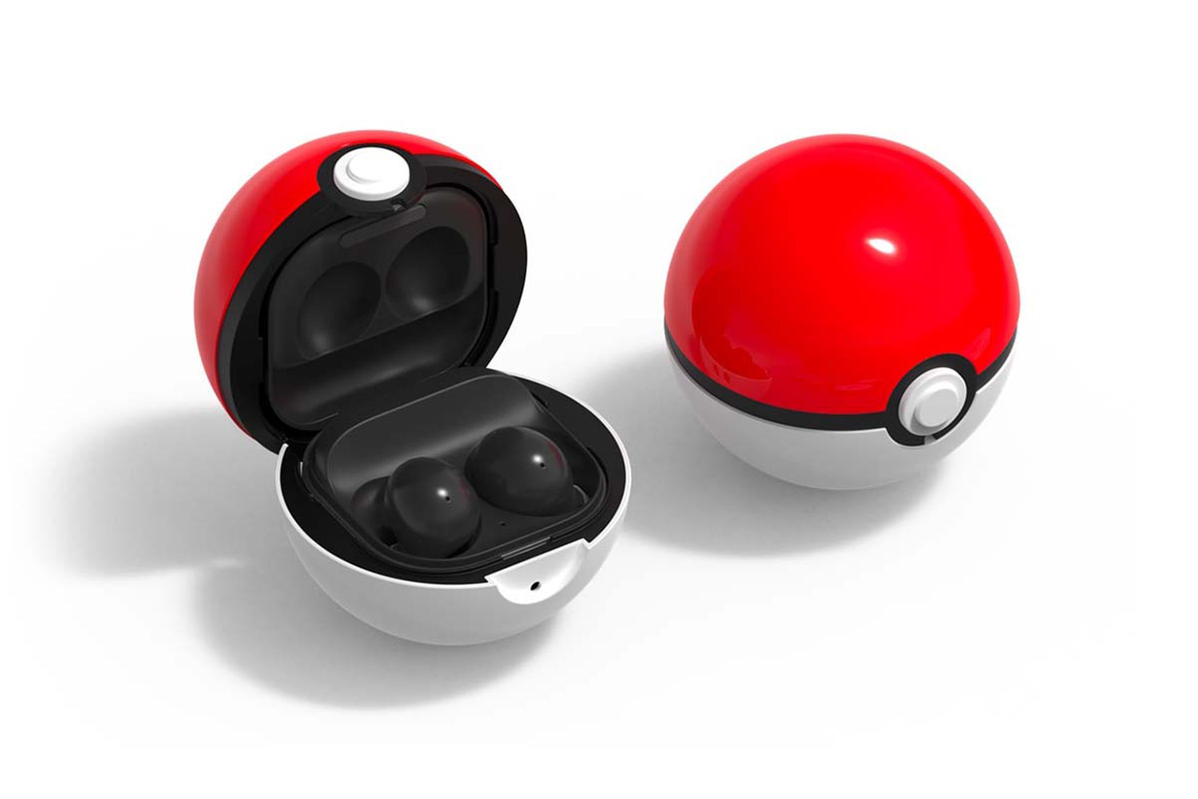 The ball is designed for you to put the entire charging case in it.